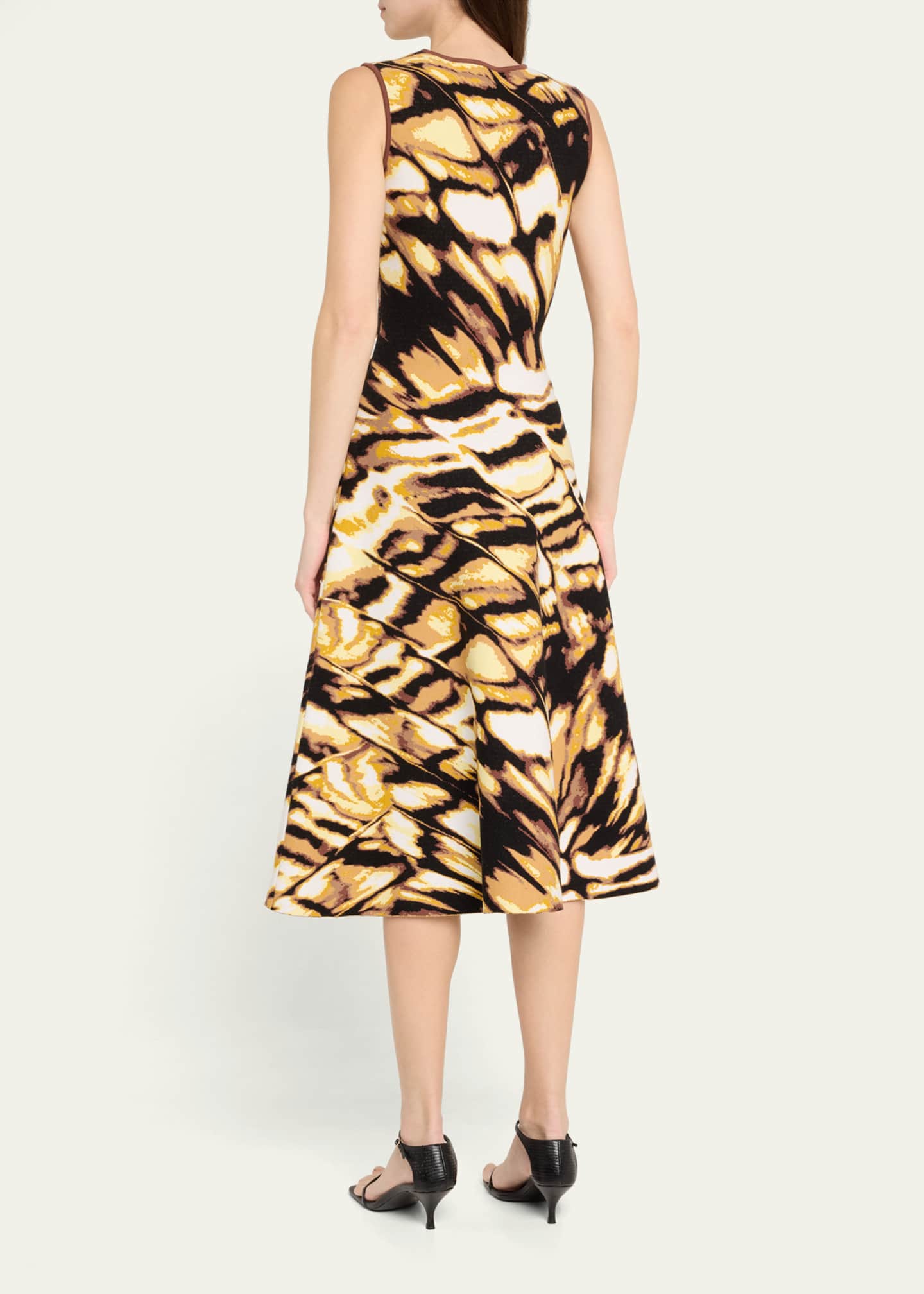 Oscar de la Renta Sleeveless Butterfly Jacquard Knit Midi Dress Image 3 of 5