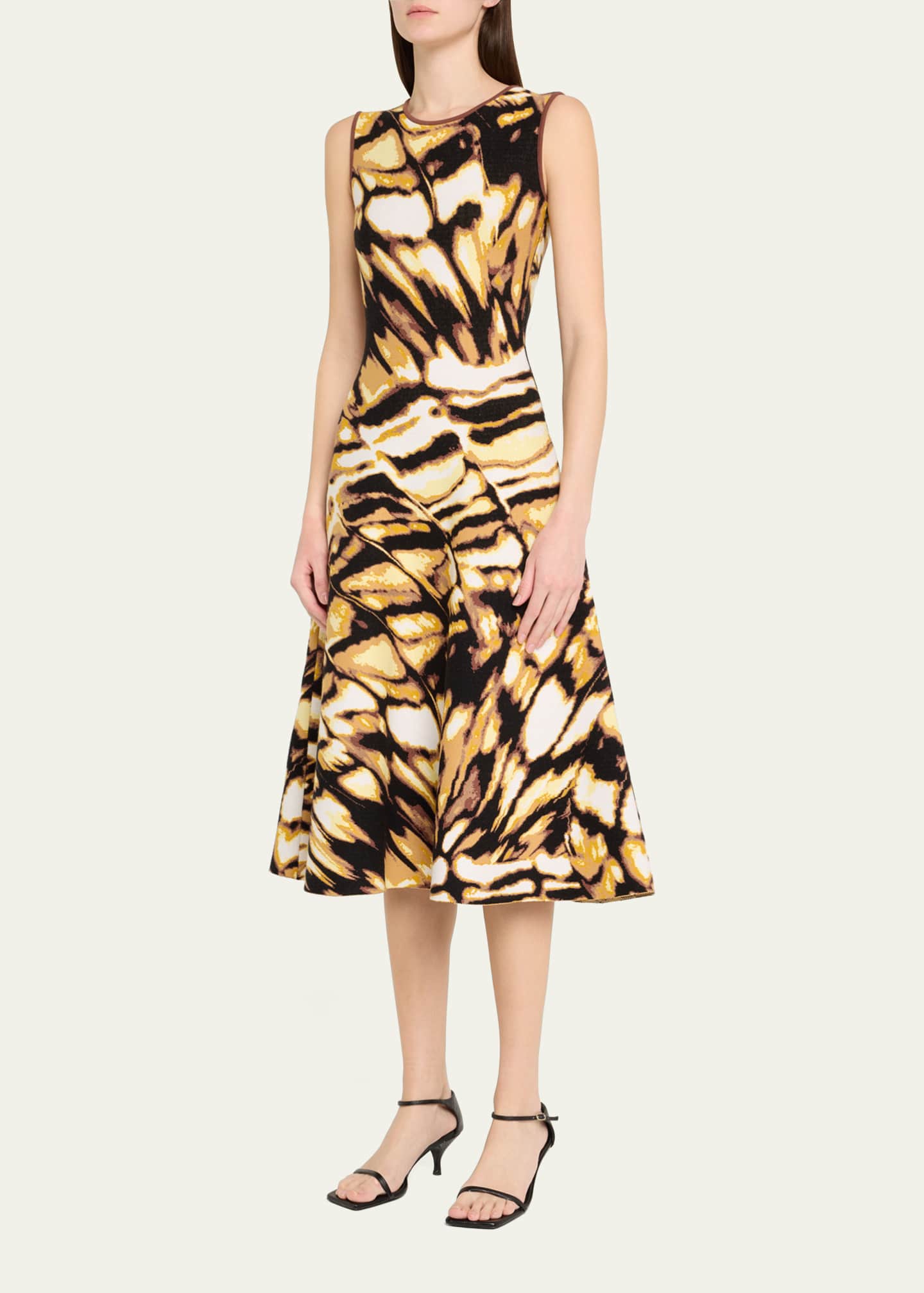 Oscar de la Renta Sleeveless Butterfly Jacquard Knit Midi Dress Image 4 of 5