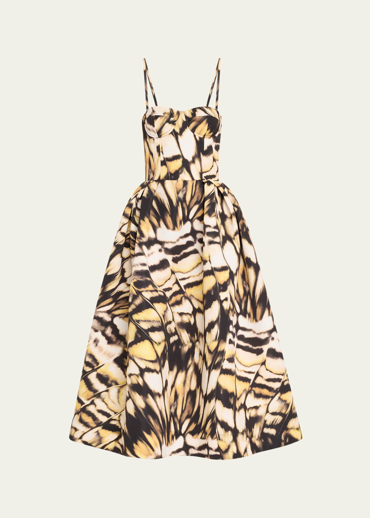 Oscar de la Renta Butterfly Faille Bustier Tea-Length Dress Image 1 of 5