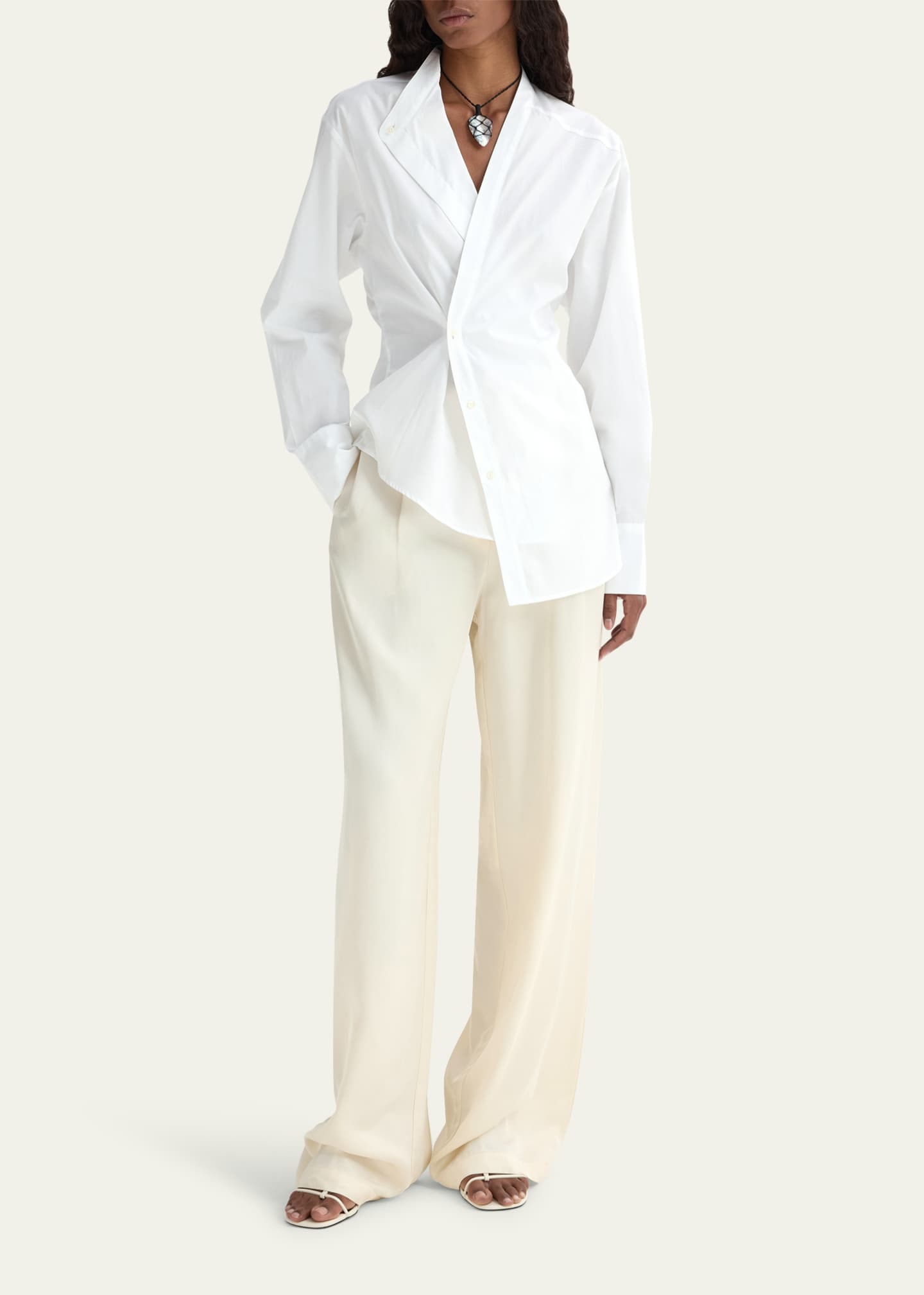 Overlap Cotton Shirt - Thumbnail 2