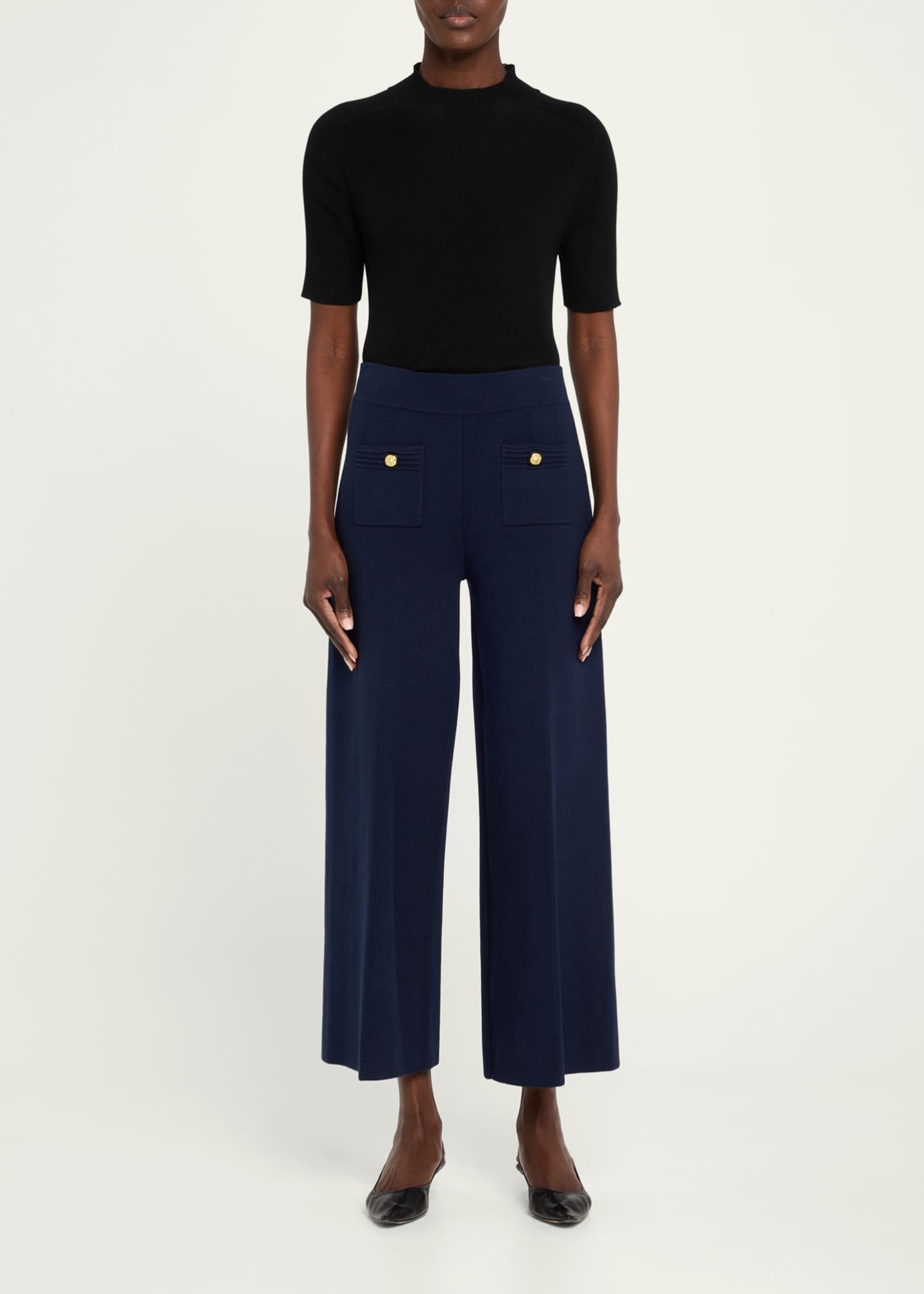 L'Agence Madrid Wide-Leg Knit Pants Image 2 of 5