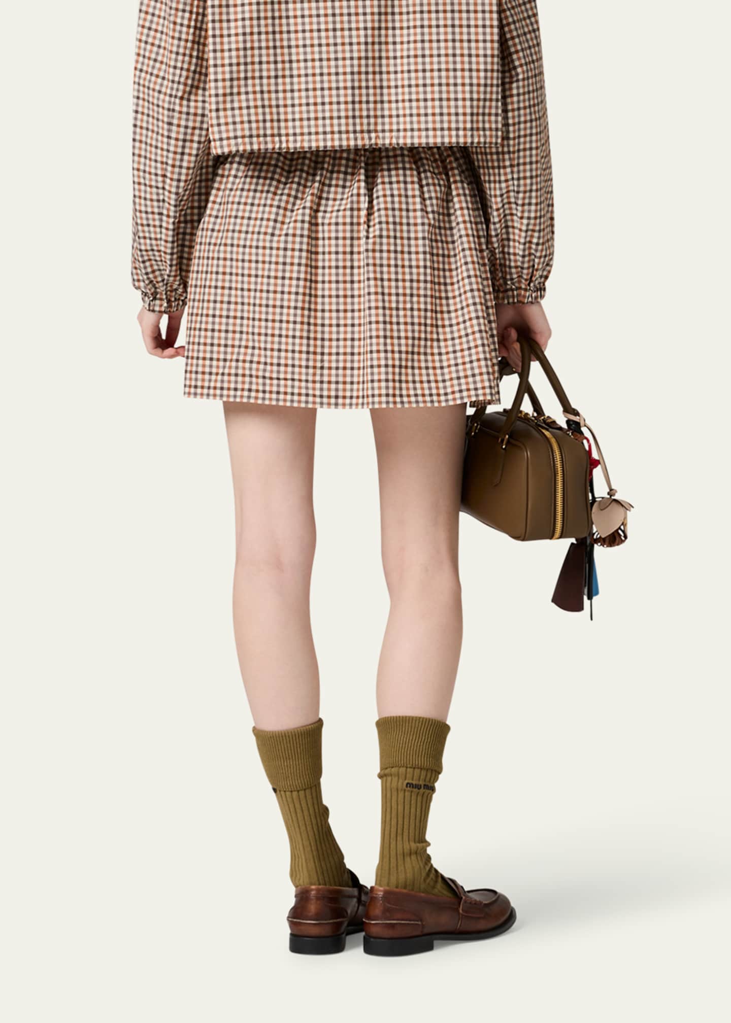 Miu Miu Check Drawstring Mini Skirt - Bergdorf Goodman