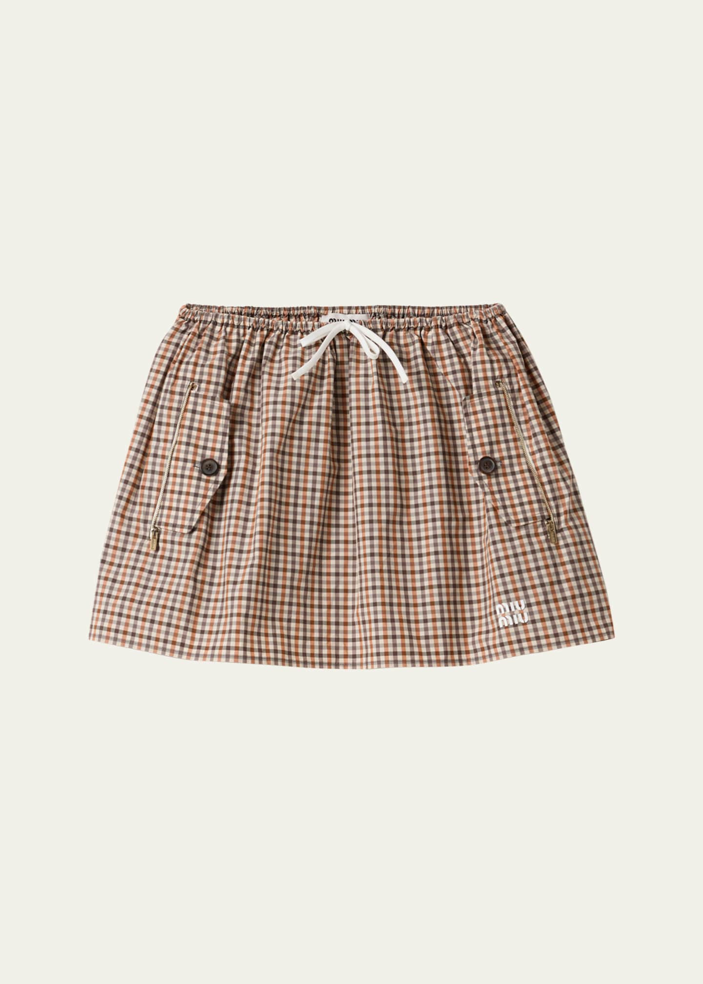 Miu Miu Check Drawstring Mini Skirt - Bergdorf Goodman