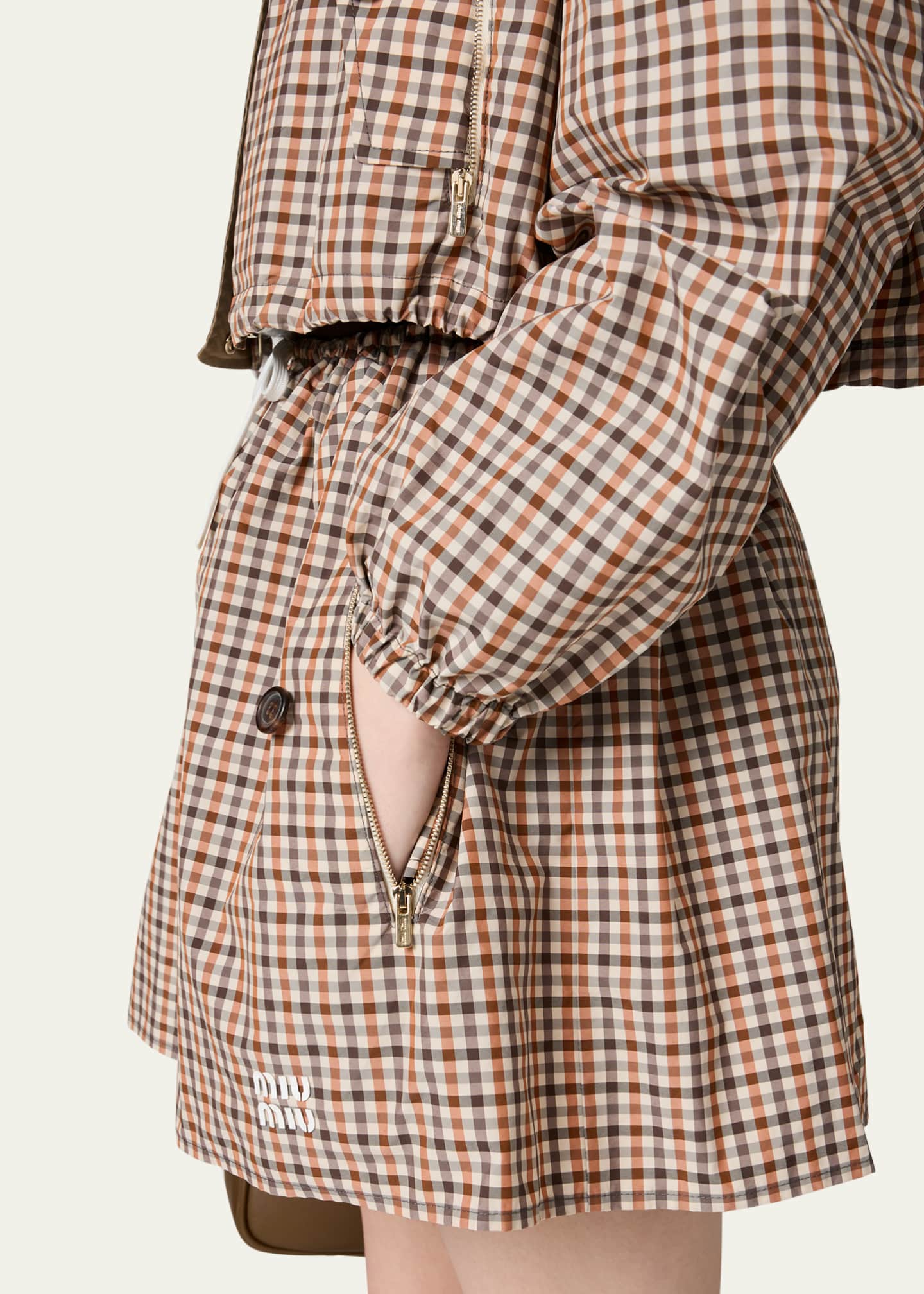 【MiuMiu】Paisley-Printed Drawstring Mini Skirt Miu Miu paisley-print Poplin Miniskirt | Brown | FARFETCH