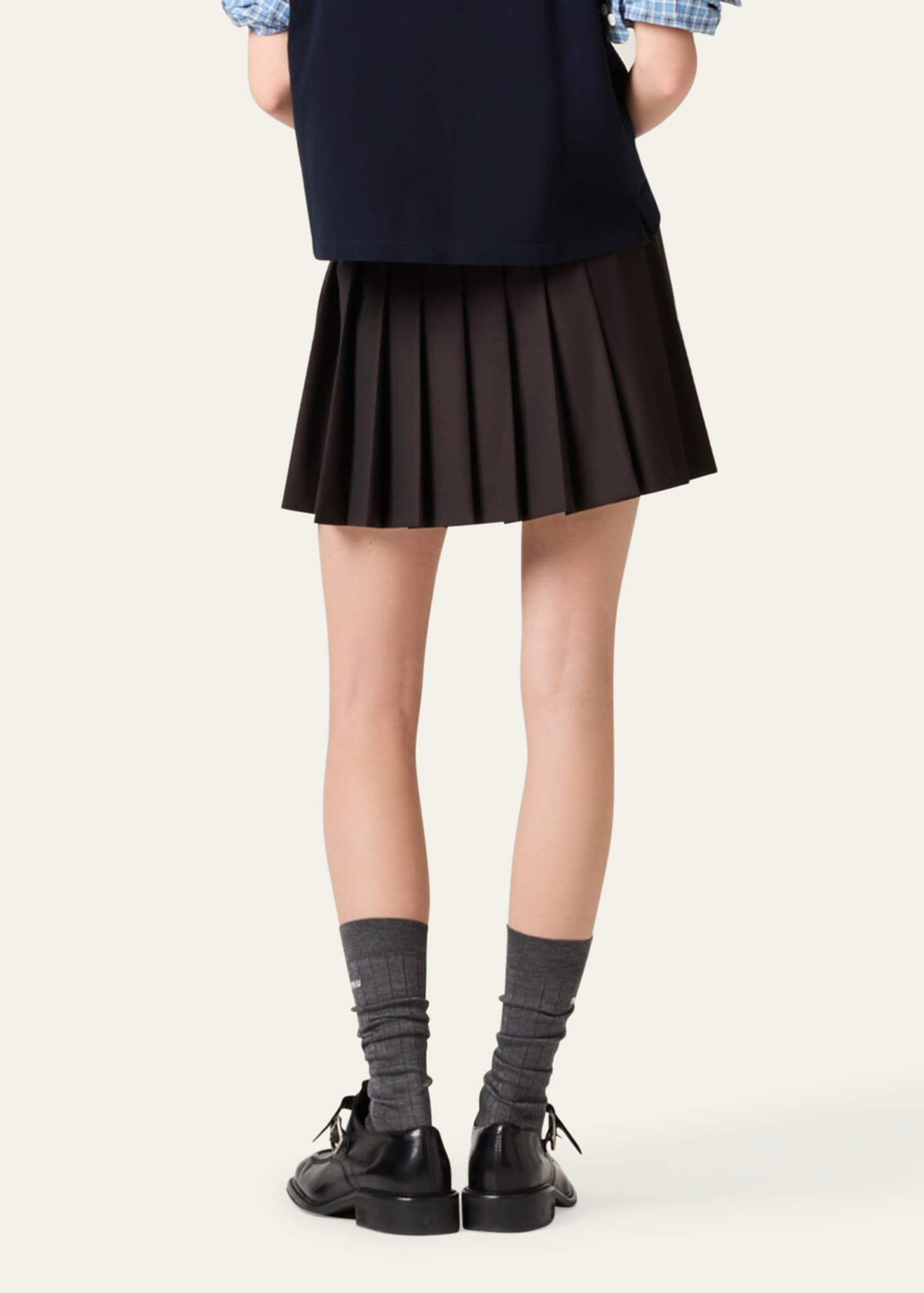 Miu Miu Pleated Drawstring Mini Skirt Image 3 of 4