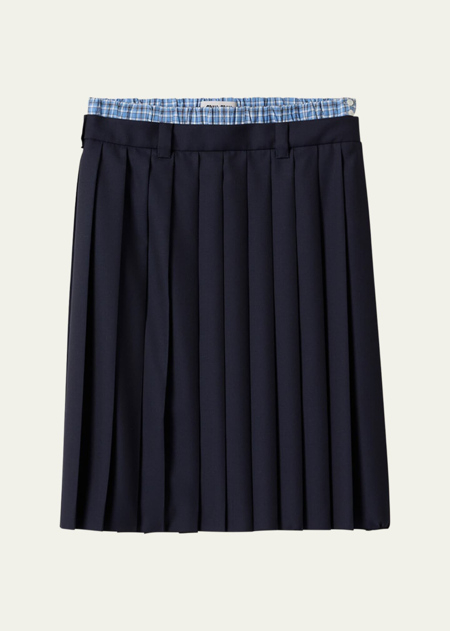 【mnem】MAMYU Pleated Skirt Pants Miu Miu Double-Waist Pleated Skirt - Bergdorf Goodman