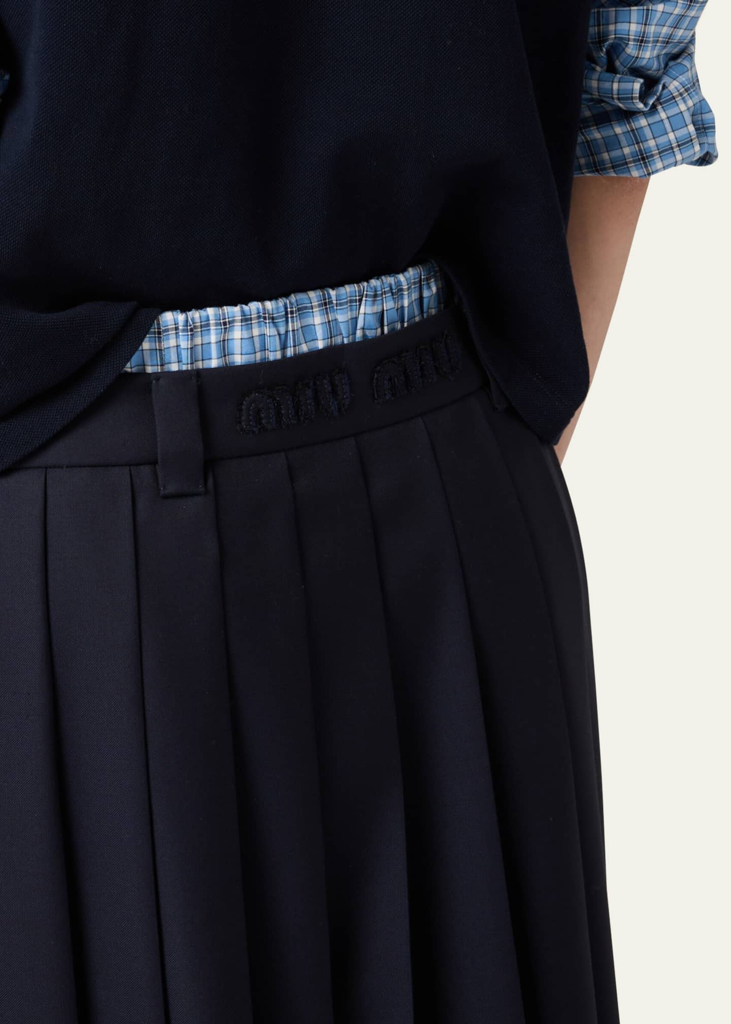 【mnem】MAMYU Pleated Skirt Pants Miu Miu Double-Waist Pleated Skirt - Bergdorf Goodman