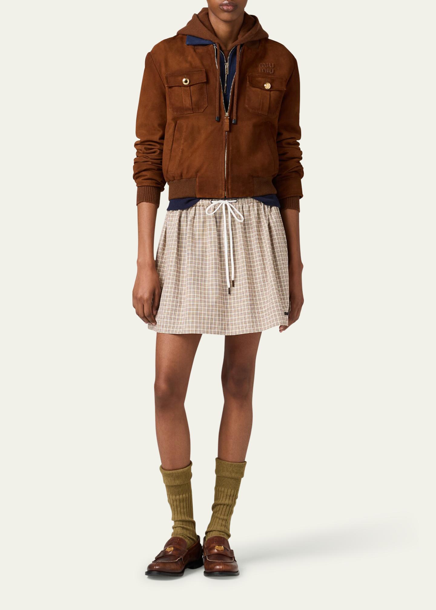 Miu Miu Suede Zip Bomber Jacket - Bergdorf Goodman