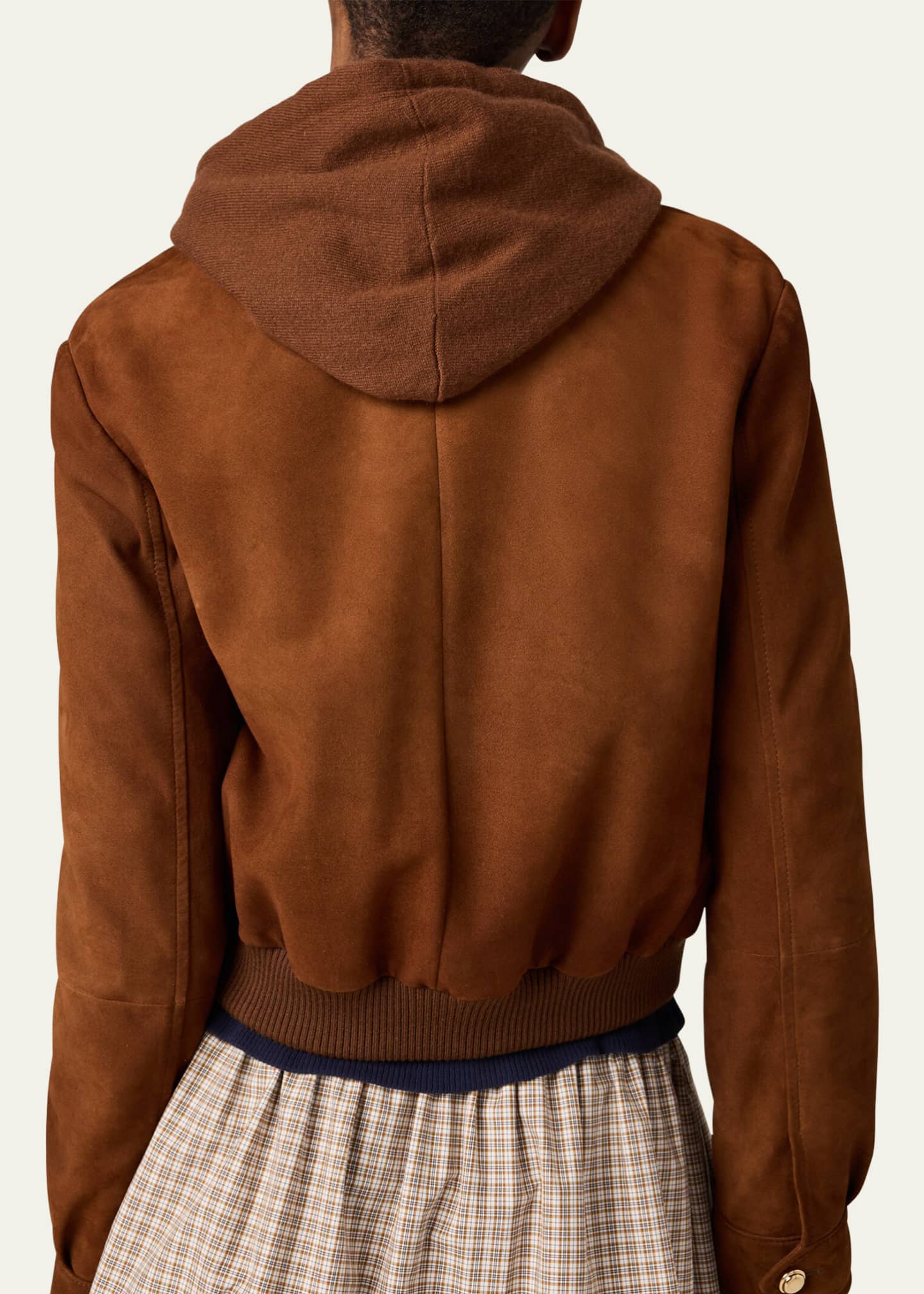 Miu Miu Suede Zip Bomber Jacket - Bergdorf Goodman