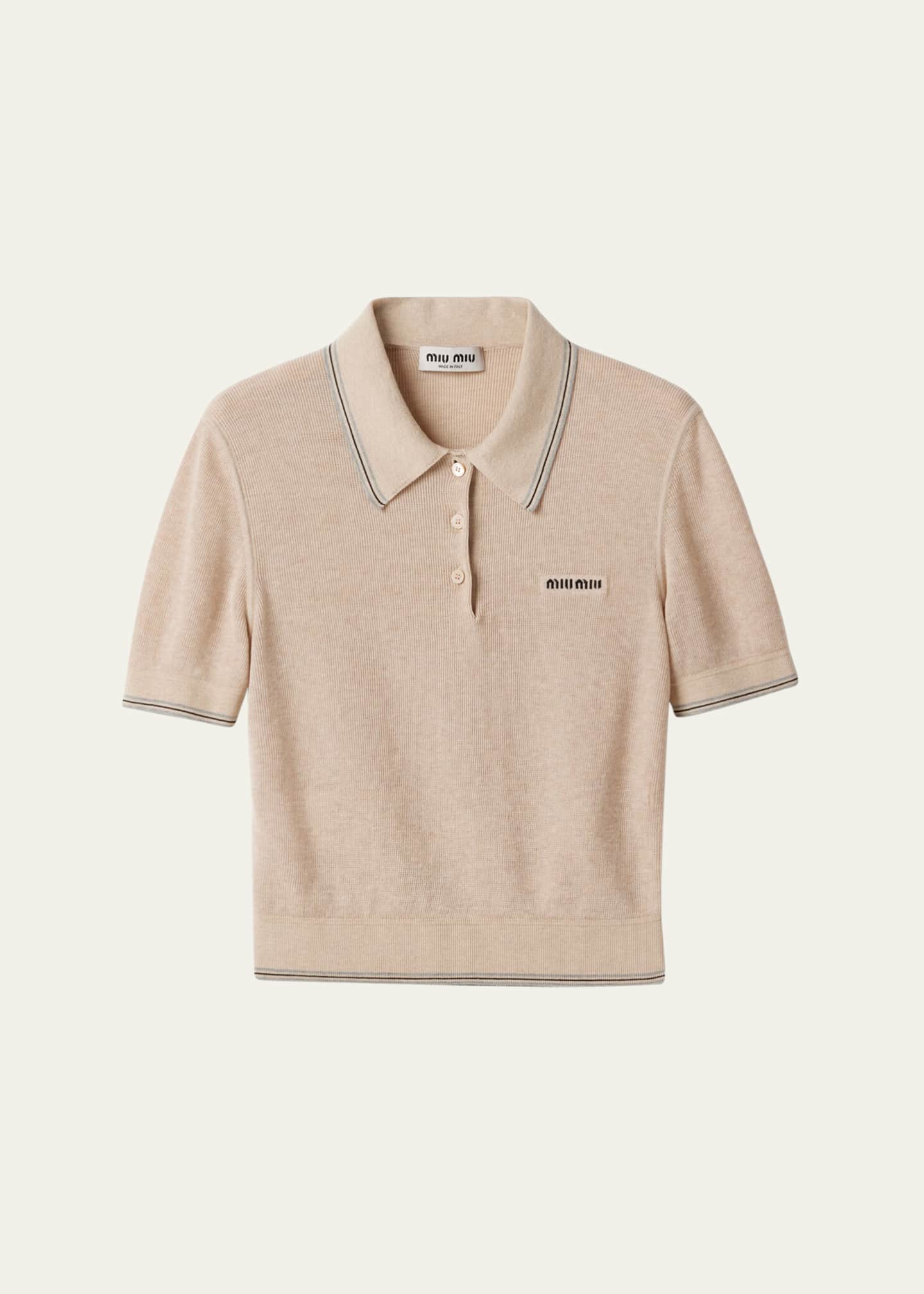 Miu Miu Short-Sleeve Crop Polo Top - Bergdorf Goodman