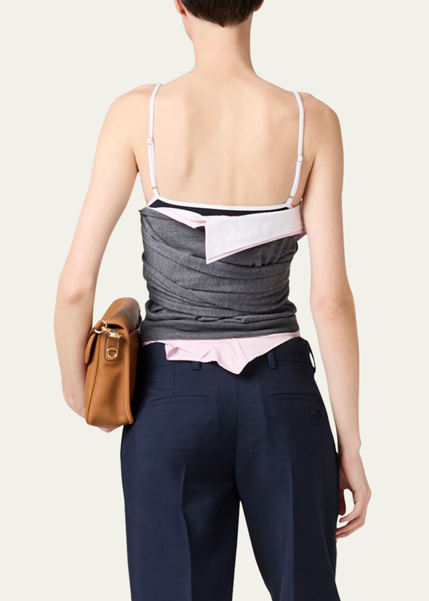 Miu Miu Boat-Neck Long-Sleeve Crop Sweater Image 3 of 4