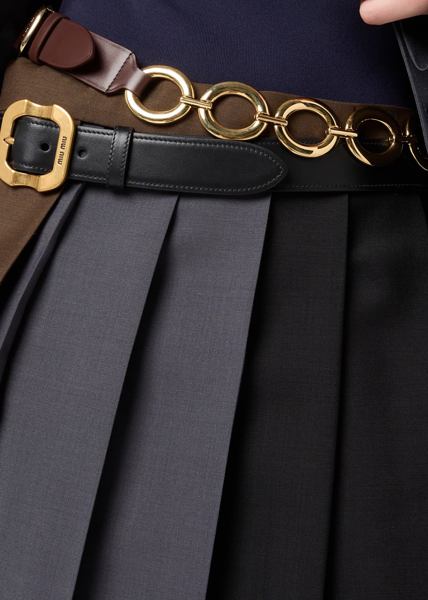 Miu Miu Colorblock Pleated Knee-Length Skirt Image 5 of 5