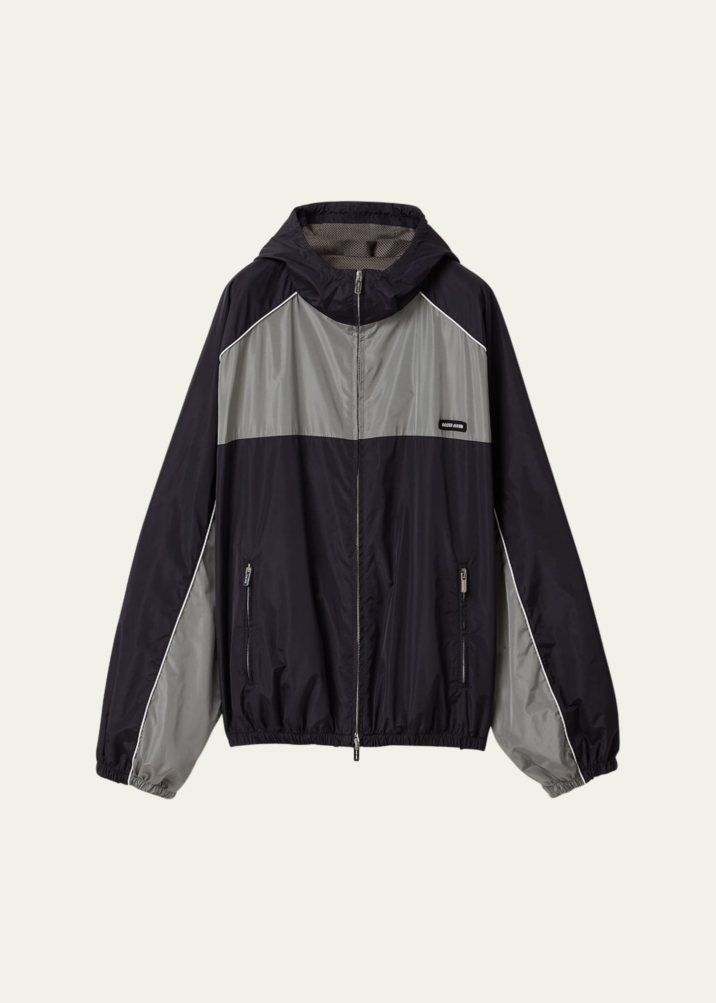 Miu Miu Colorblock Oversized Hooded Track Jacket - Bergdorf
