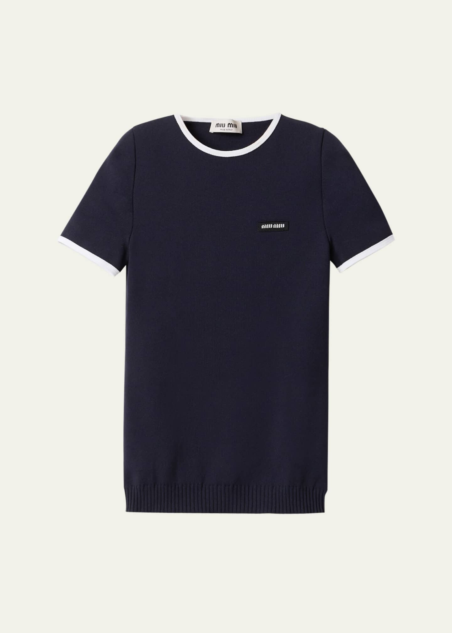 Miu Miu Short-Sleeve Crewneck Top - Bergdorf Goodman