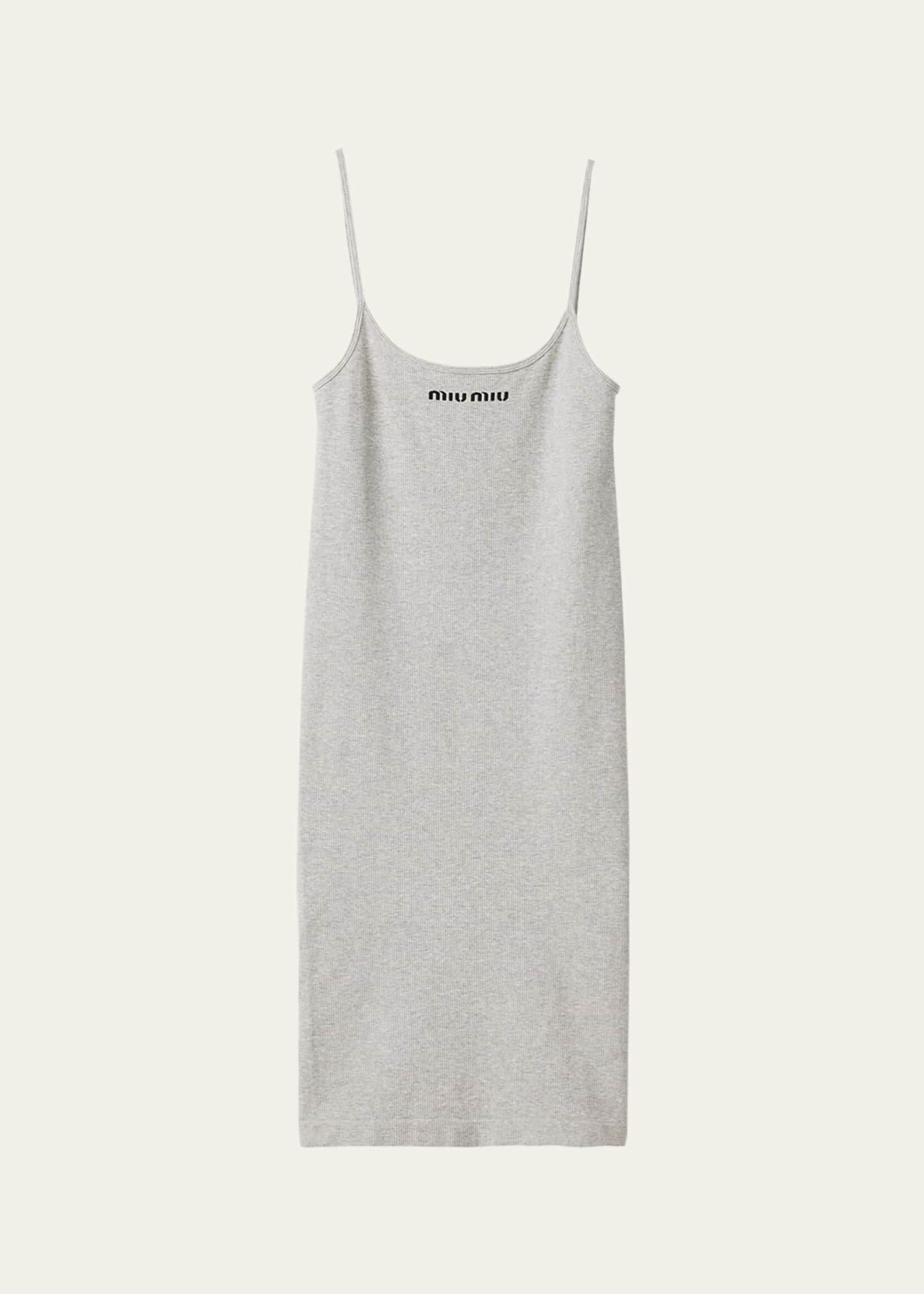【Miu Miu】Logo-Embroidered Sleeveless Dress タンクトップ Miu Miu Knee-Length Rib Tank Dress - Bergdorf Goodman