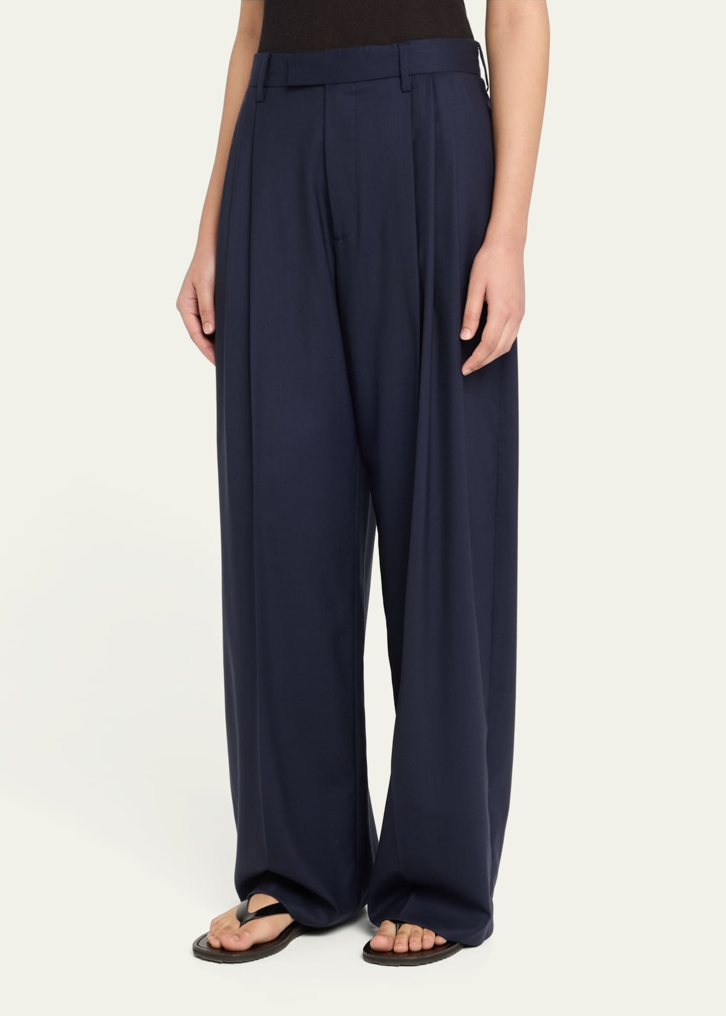 3-Pleat Wool Trousers - Thumbnail 4