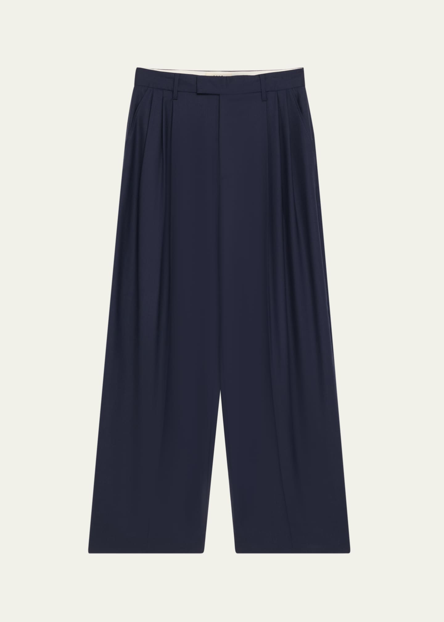 3-Pleat Wool Trousers