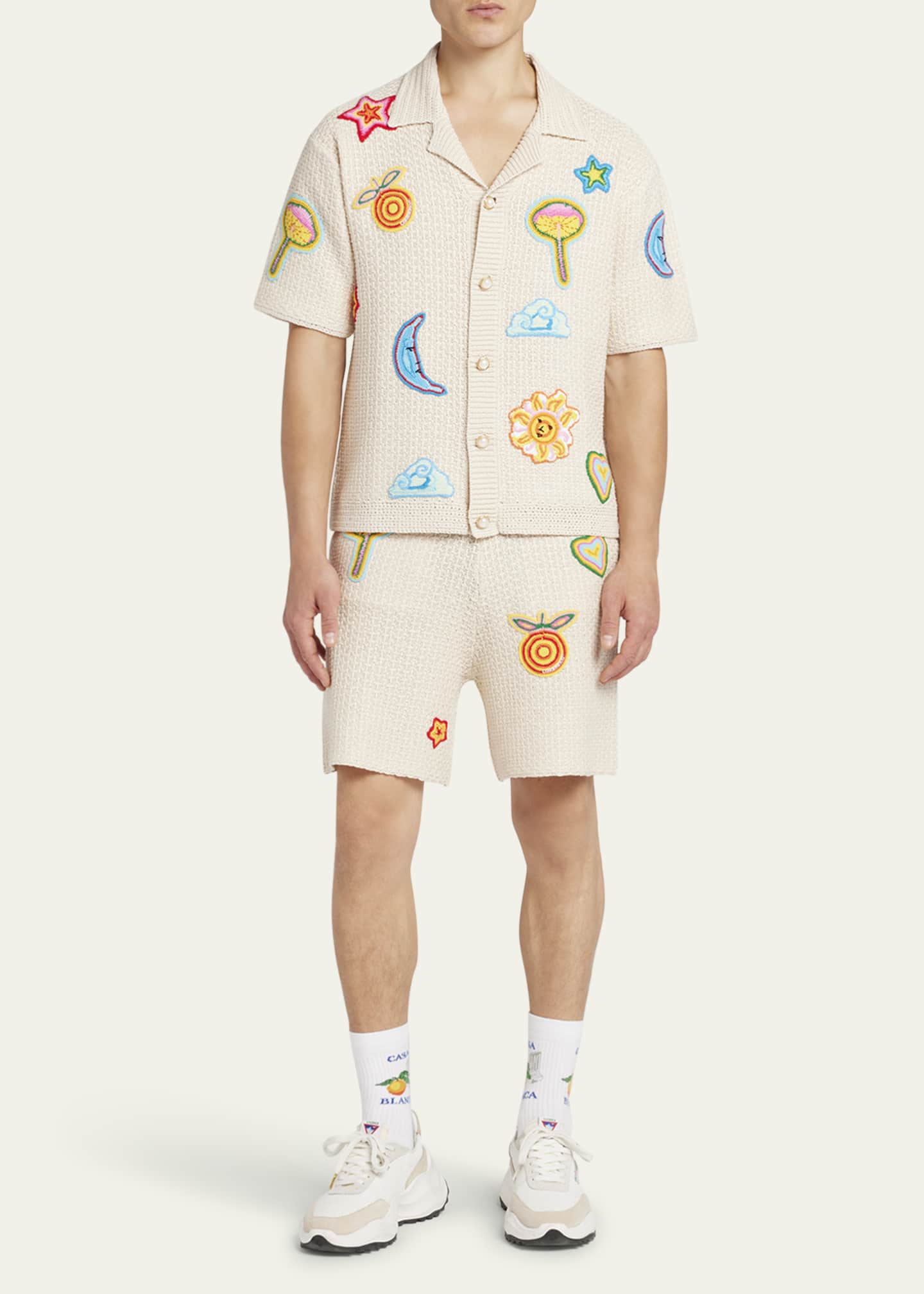 CASABLANCA Men's Crochet Multi-Patch Camp Shirt Image 2 of 5