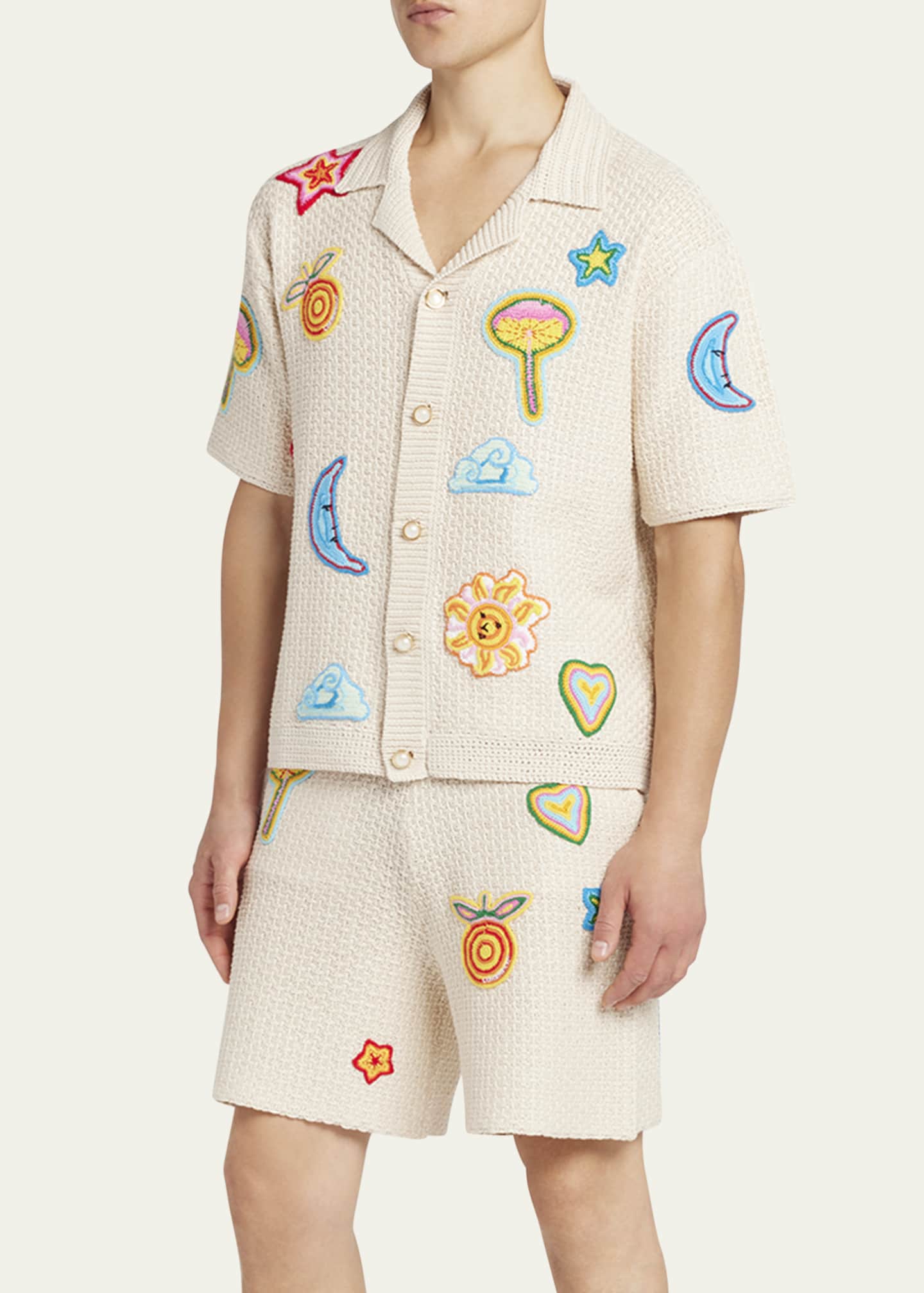 CASABLANCA Men's Crochet Multi-Patch Camp Shirt Image 4 of 5