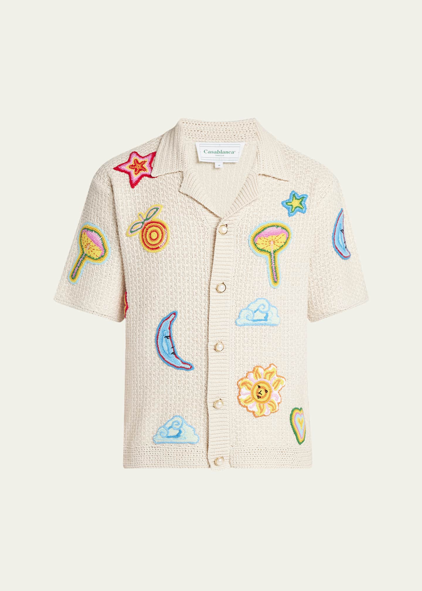 CASABLANCA Men's Crochet Multi-Patch Camp Shirt Image 1 of 5