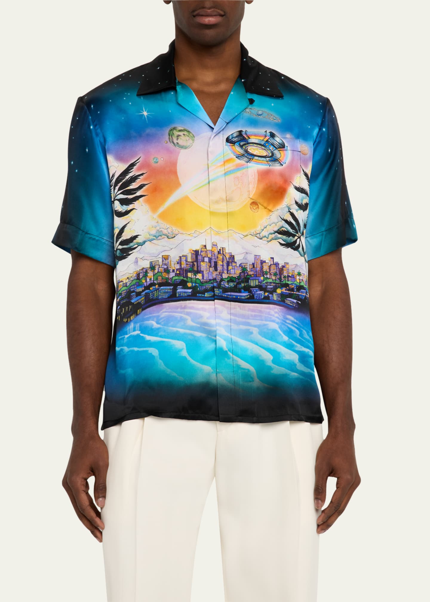 【関税込み】CASABLANCA LA PREMONITION' SHIRT CASABLANCA Men's La Premonition Silk Camp Shirt - Bergdorf