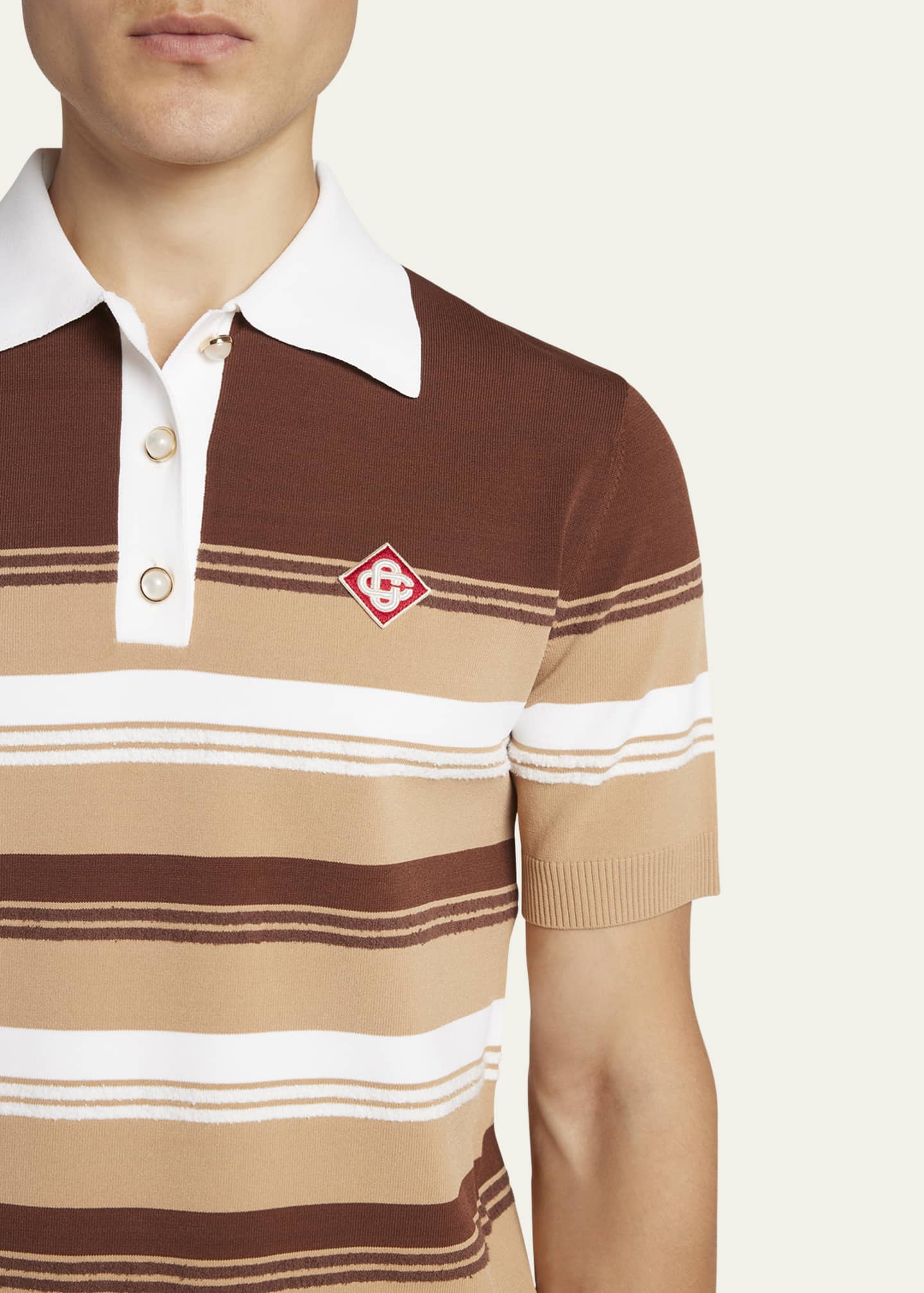 CASABLANCA Men's Striped Chicano Polo Shirt Image 5 of 5