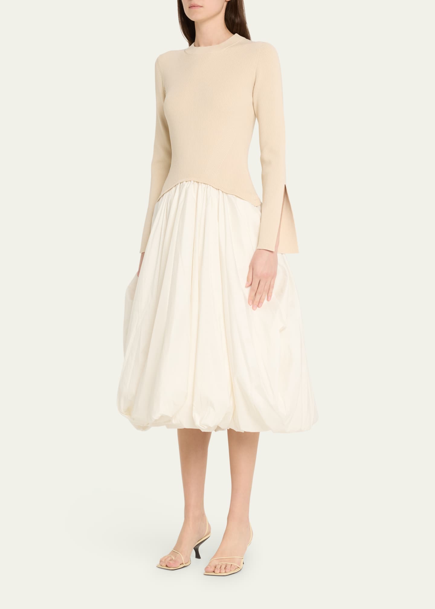 Kenlie Long-Sleeve Bubble Midi Dress