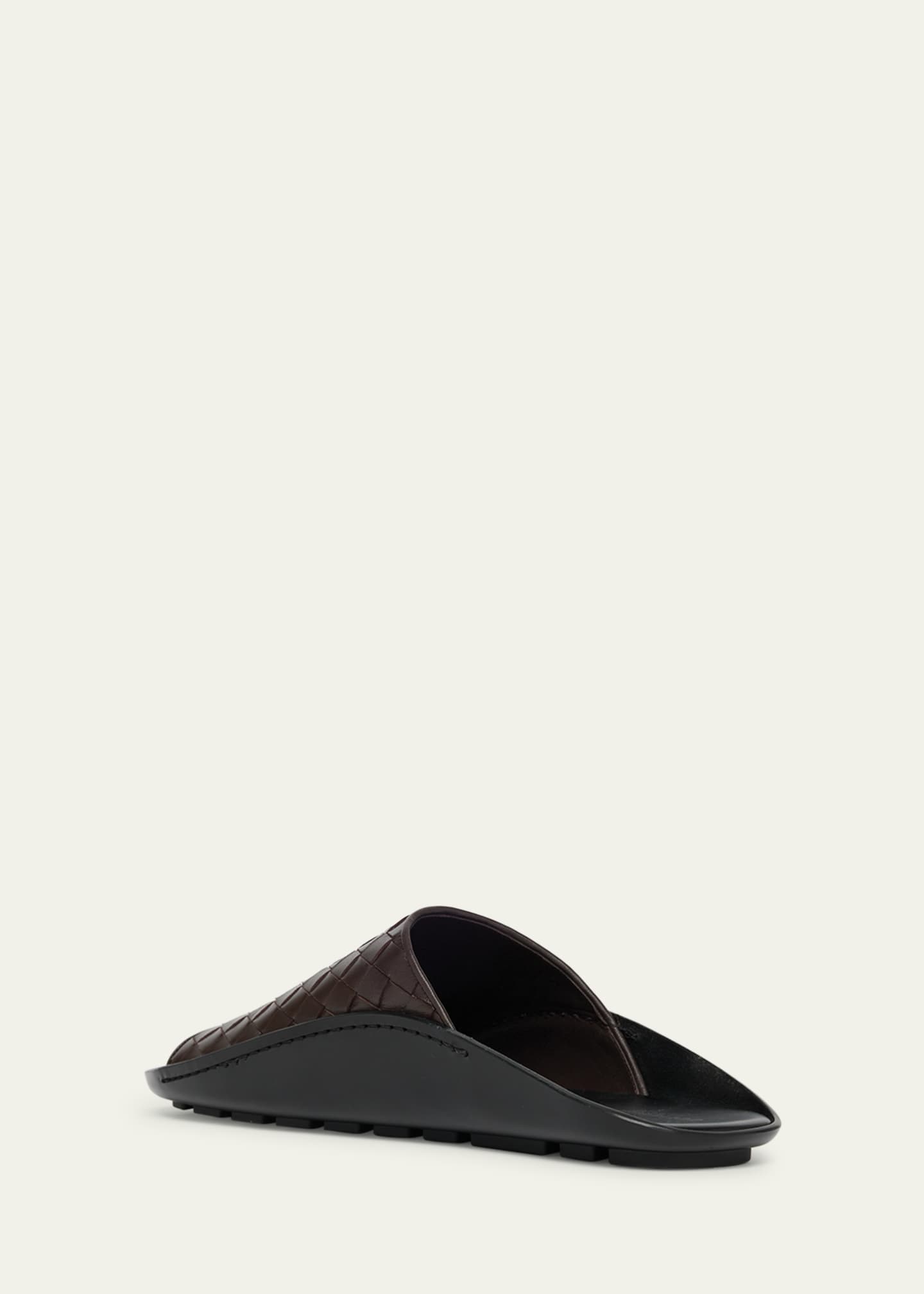 Bottega Veneta Men's Wave Intrecciato Leather Slide Sandals Image 4 of 6