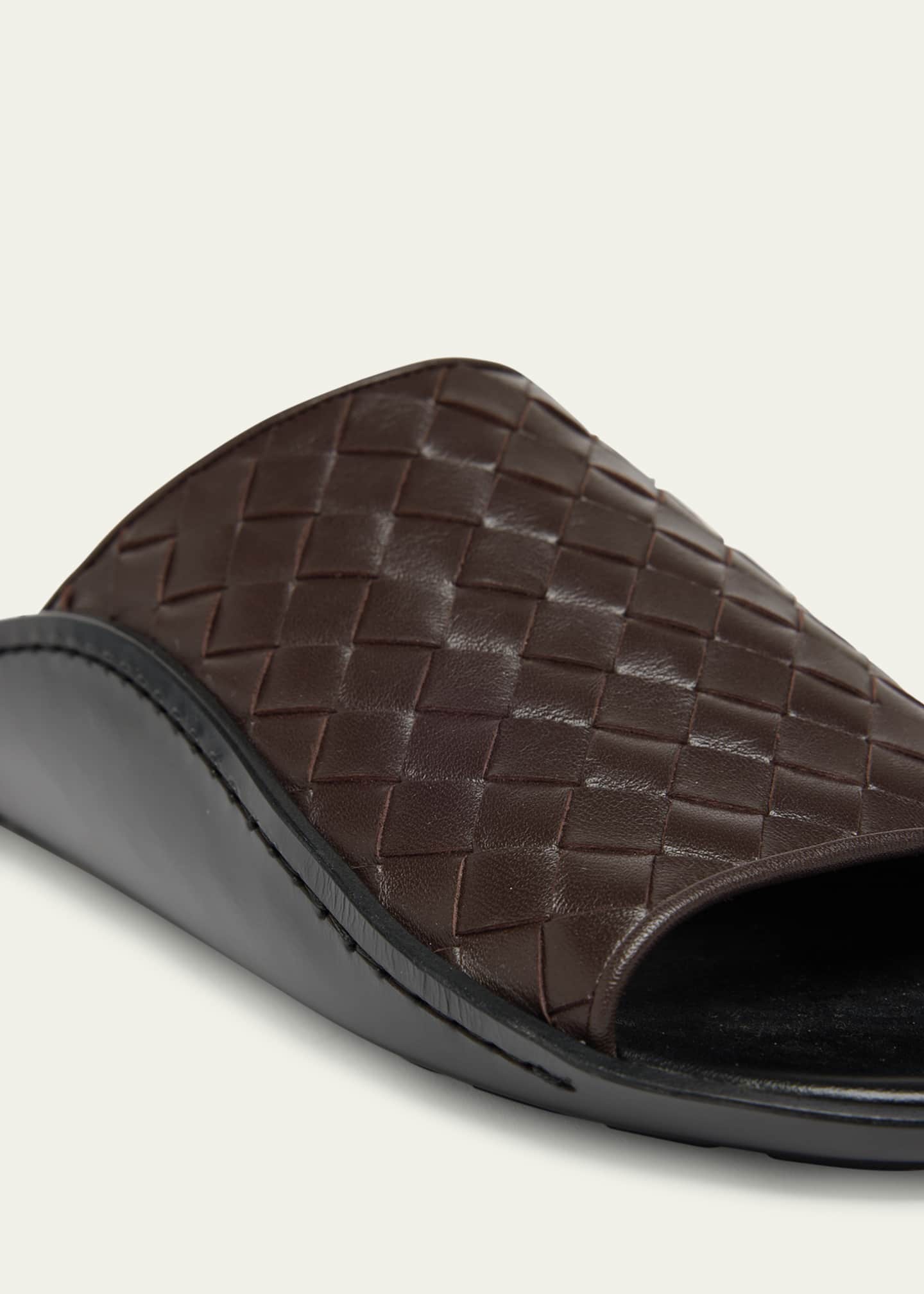Bottega Veneta Men's Wave Intrecciato Leather Slide Sandals Image 5 of 6