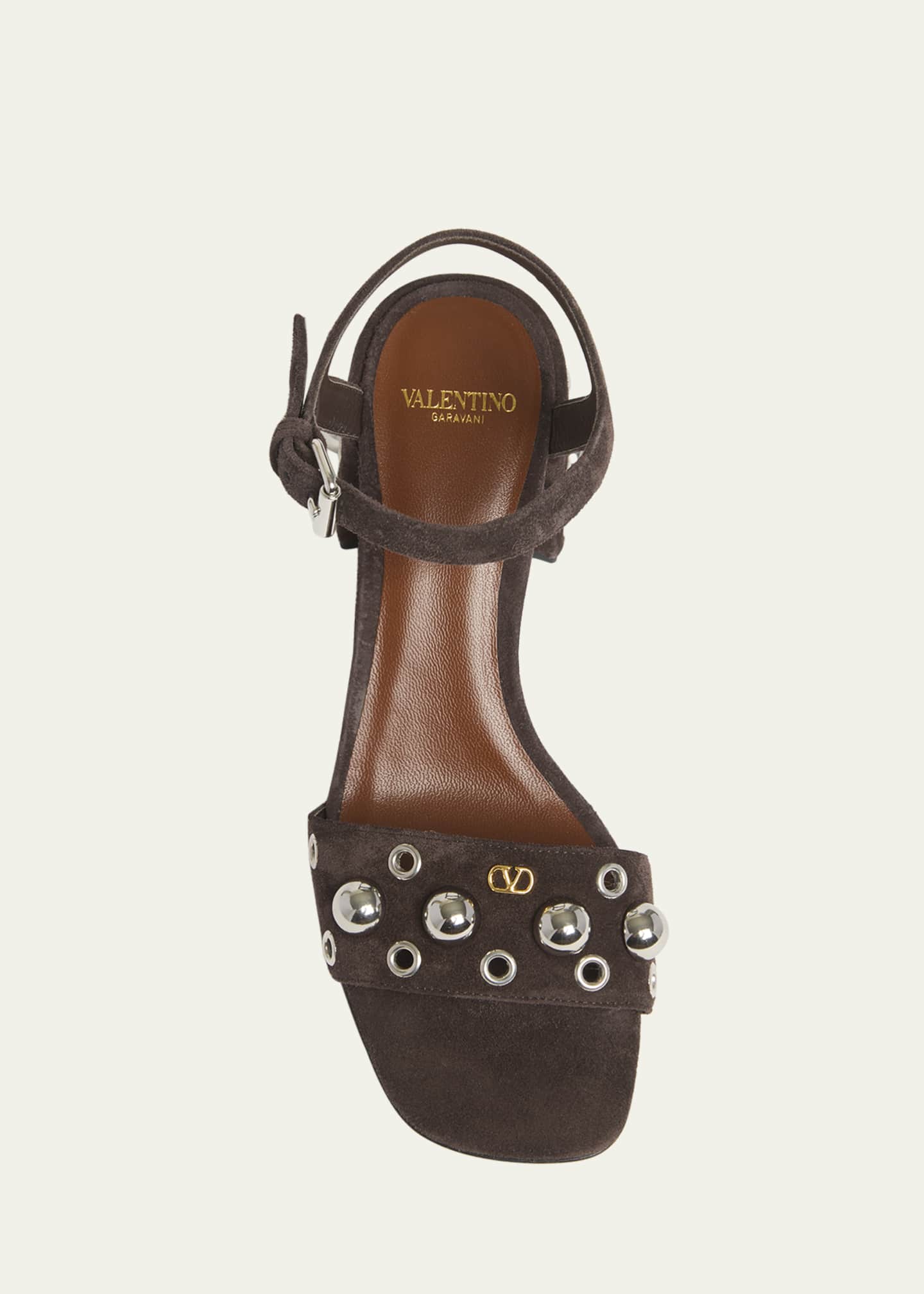 Valentino Garavani Nellcote VLogo Stud Leather Ankle-Strap Sandals Image 6 of 6