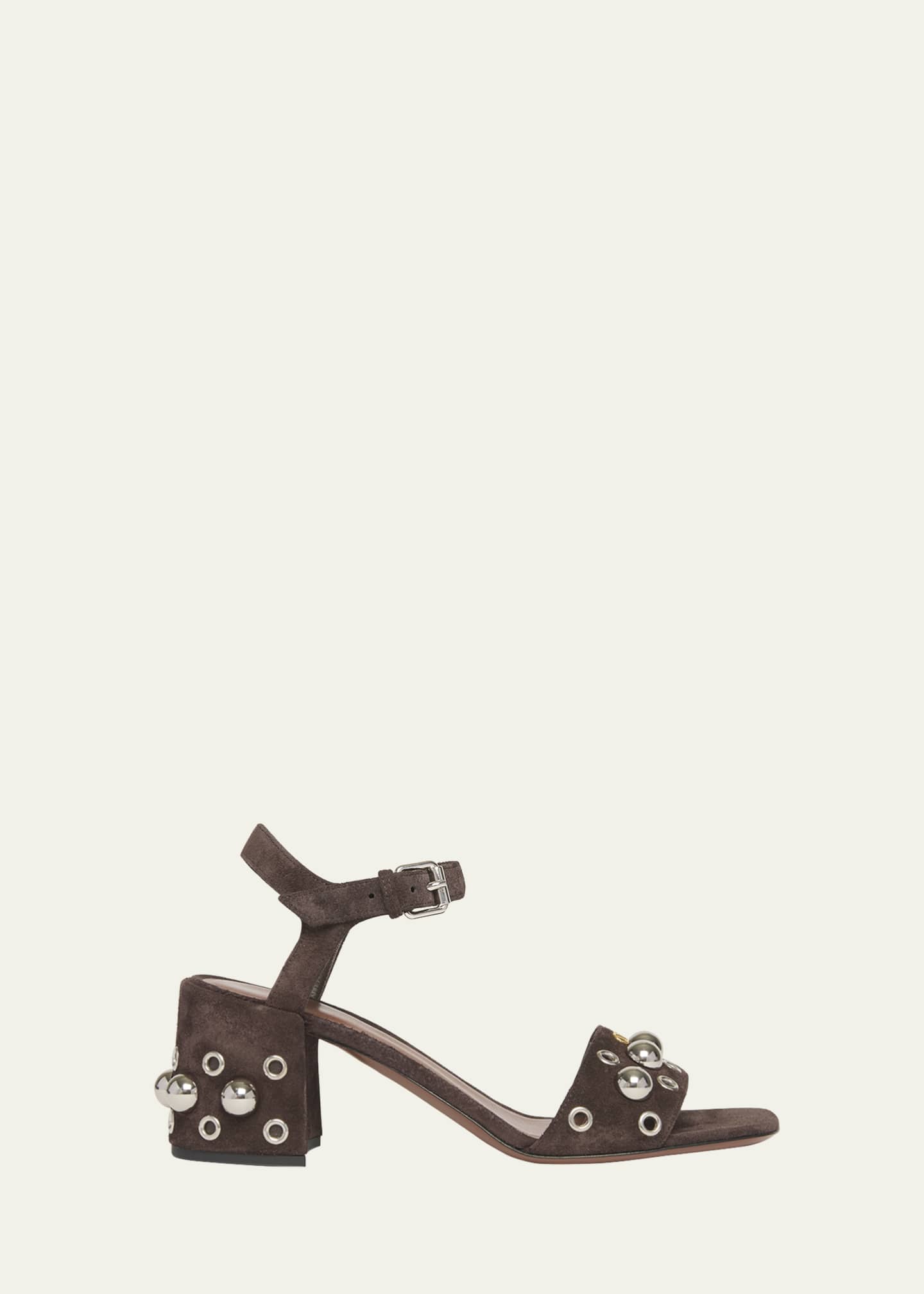Valentino Garavani Nellcote VLogo Stud Leather Ankle-Strap Sandals Image 1 of 6