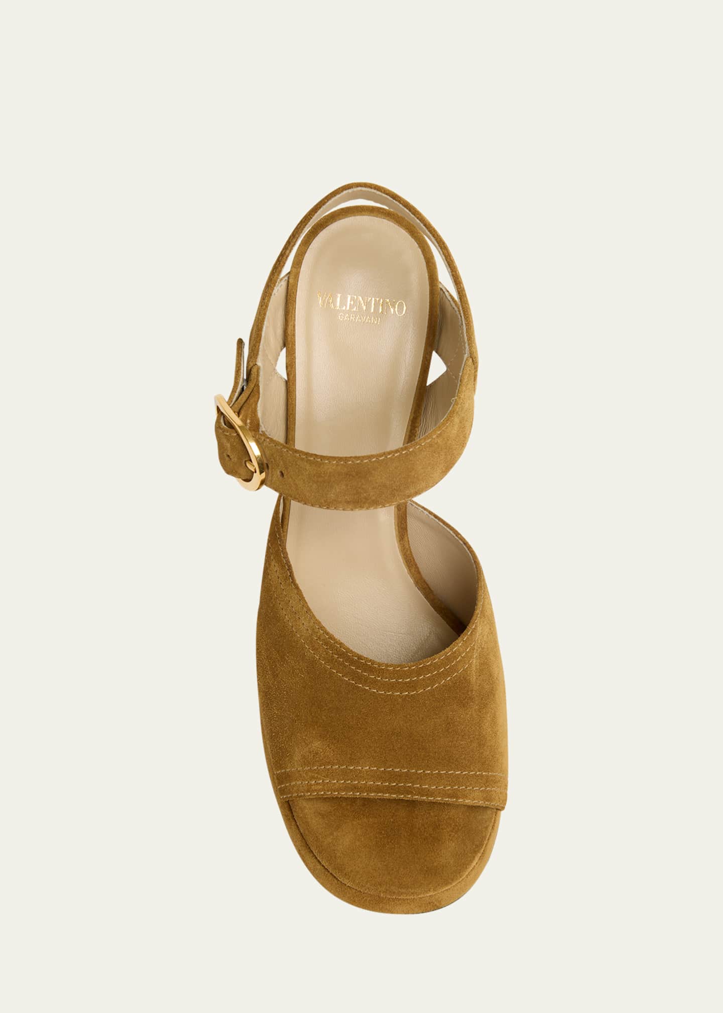 Valentino Garavani Fawcette VLogo Suede Platform Sandals Image 4 of 4