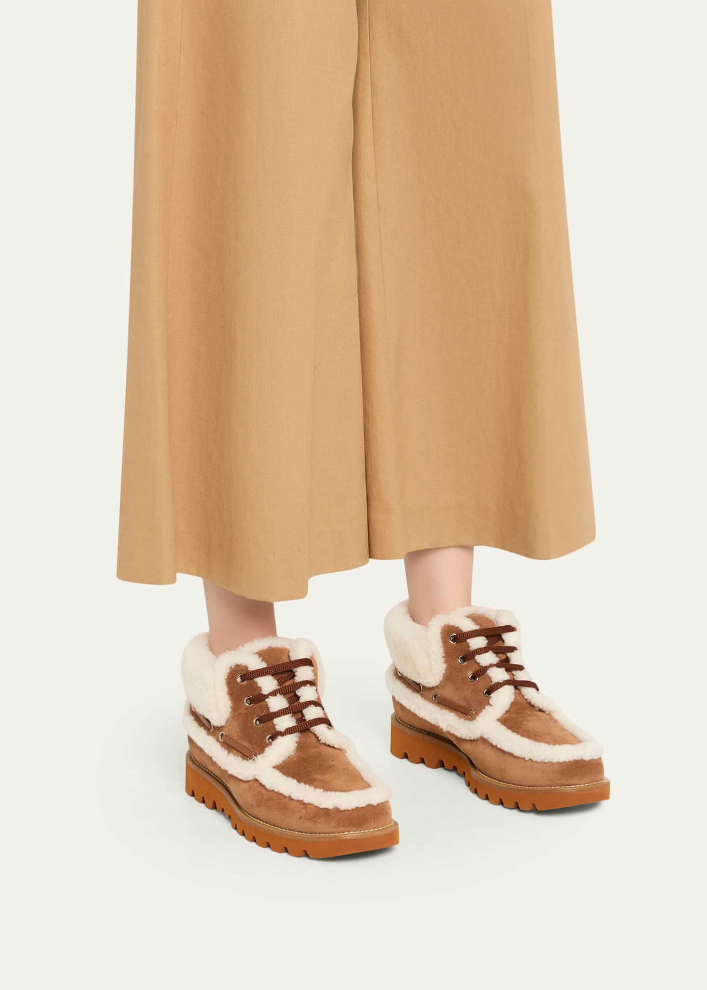 Valentino Garavani Palm Avenue Desert Goat Shearling Booties