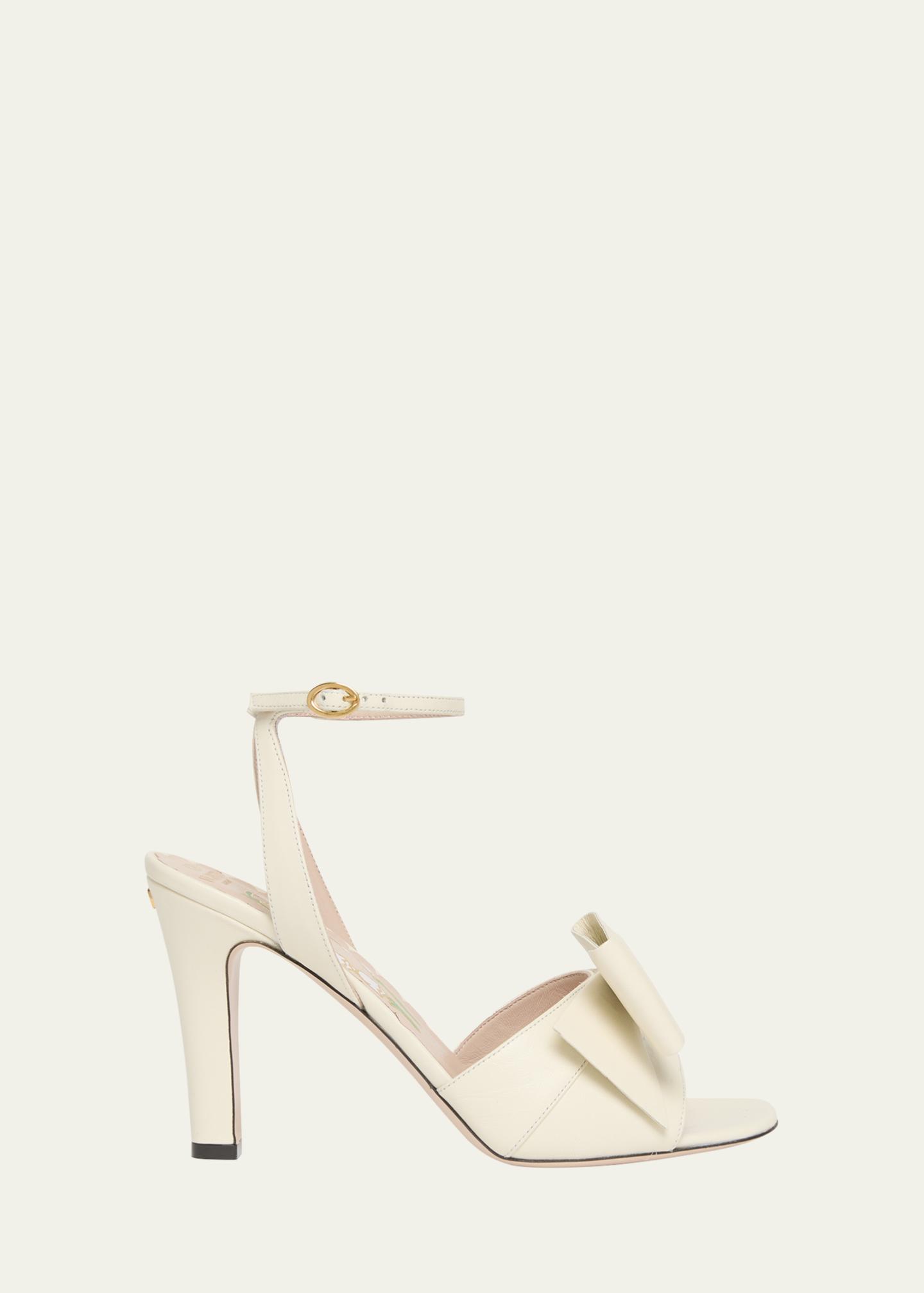 Valentino Garavani Bowow Leather Bow Ankle-Strap Sandals  display picture 1