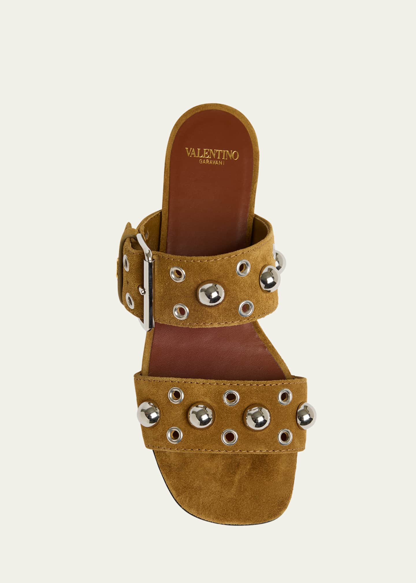 Valentino Garavani Nellcote Studded Suede Flat Sandals