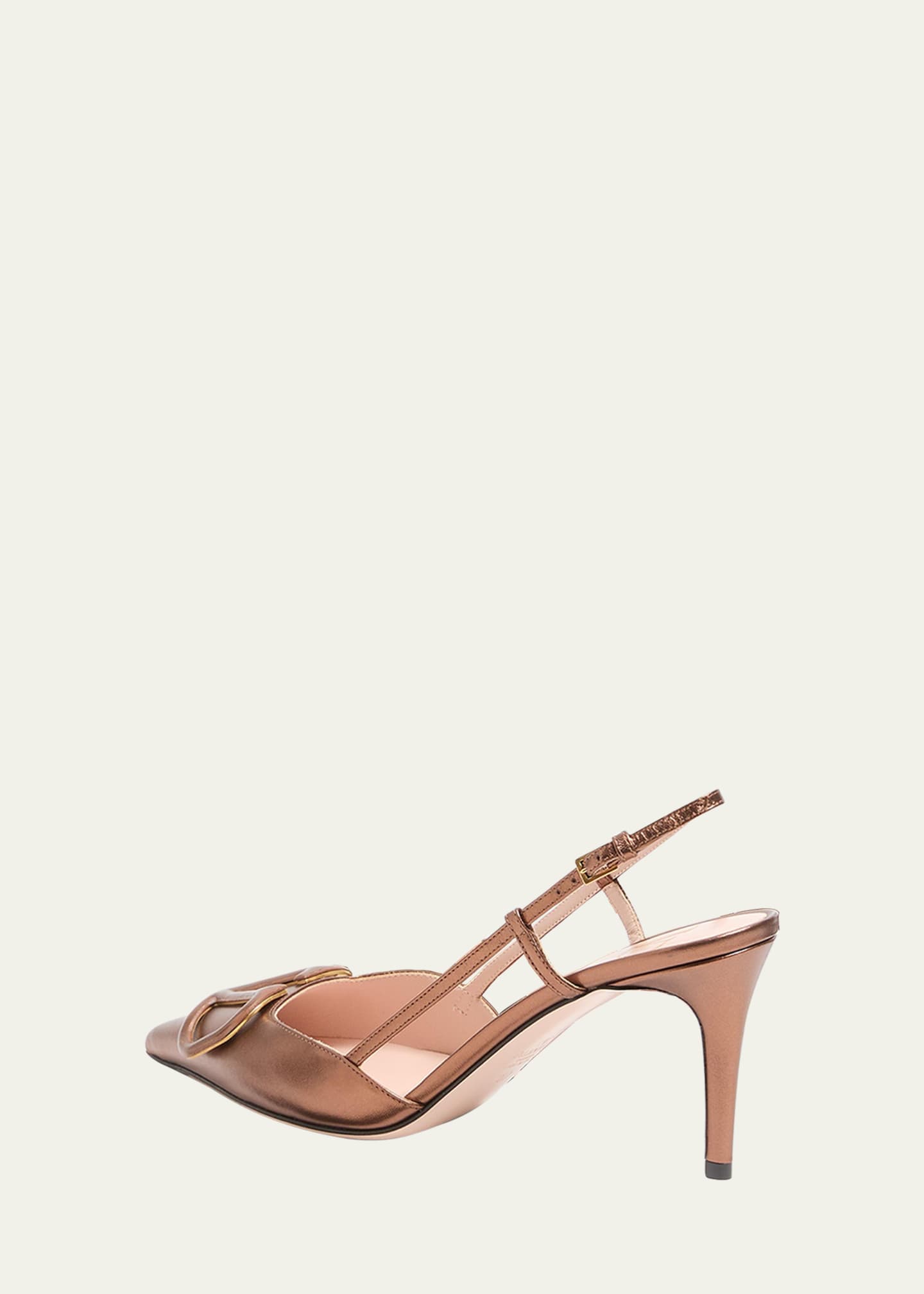 Valentino Garavani V-Logo Metallic Leather Slingback Pumps Image 4 of 5
