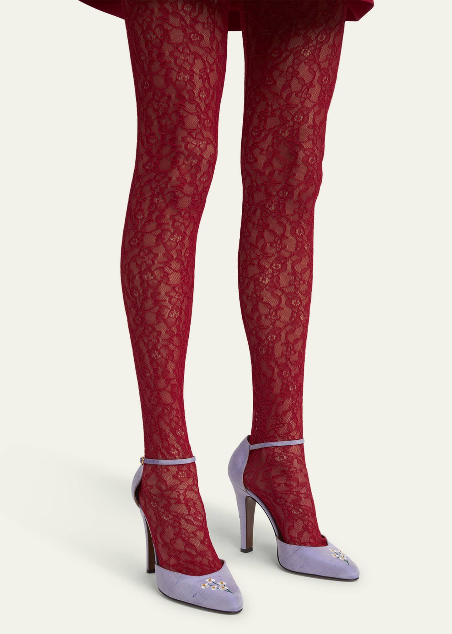 【関税＆送料込み】Valentino Garavani Hi Dolly Embroidered Valentino Garavani Hi Dolly Daisy Embroidered Satin Pumps