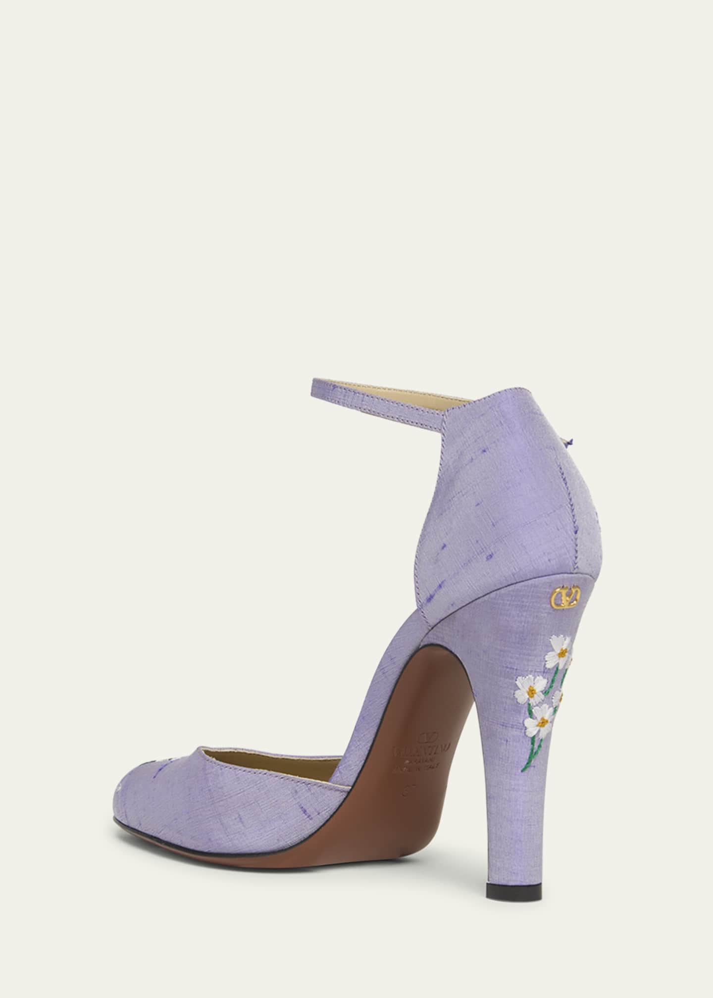 Valentino Garavani Hi Dolly Daisy Embroidered Satin Pumps Image 4 of 6