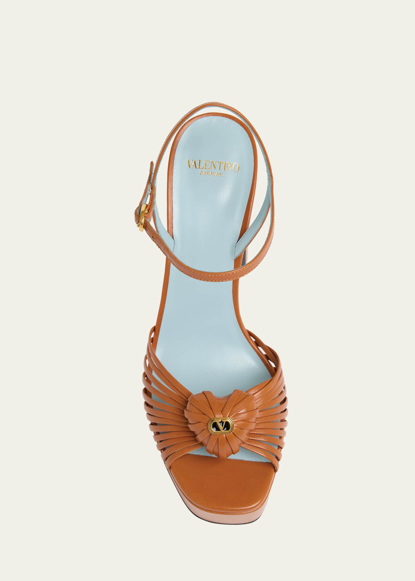 Valentino Garavani VLogo Royal Heart Leather Platform Sandals