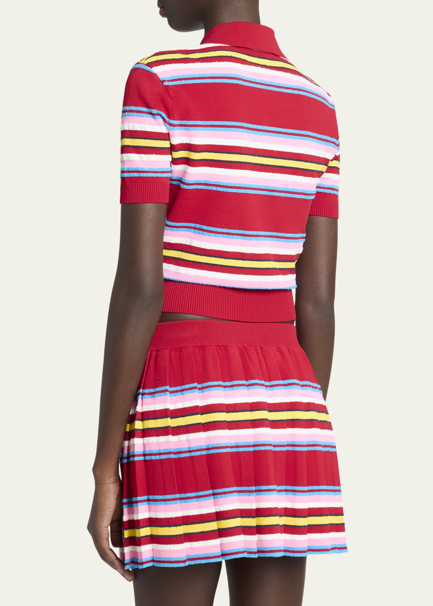 CASABLANCA Striped Polo Logo Patch Crop Top Image 3 of 5