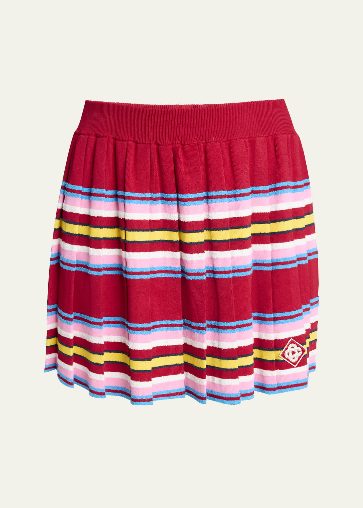 CASABLANCA Stripe Pleated Logo Patch Mini Skirt Image 1 of 5