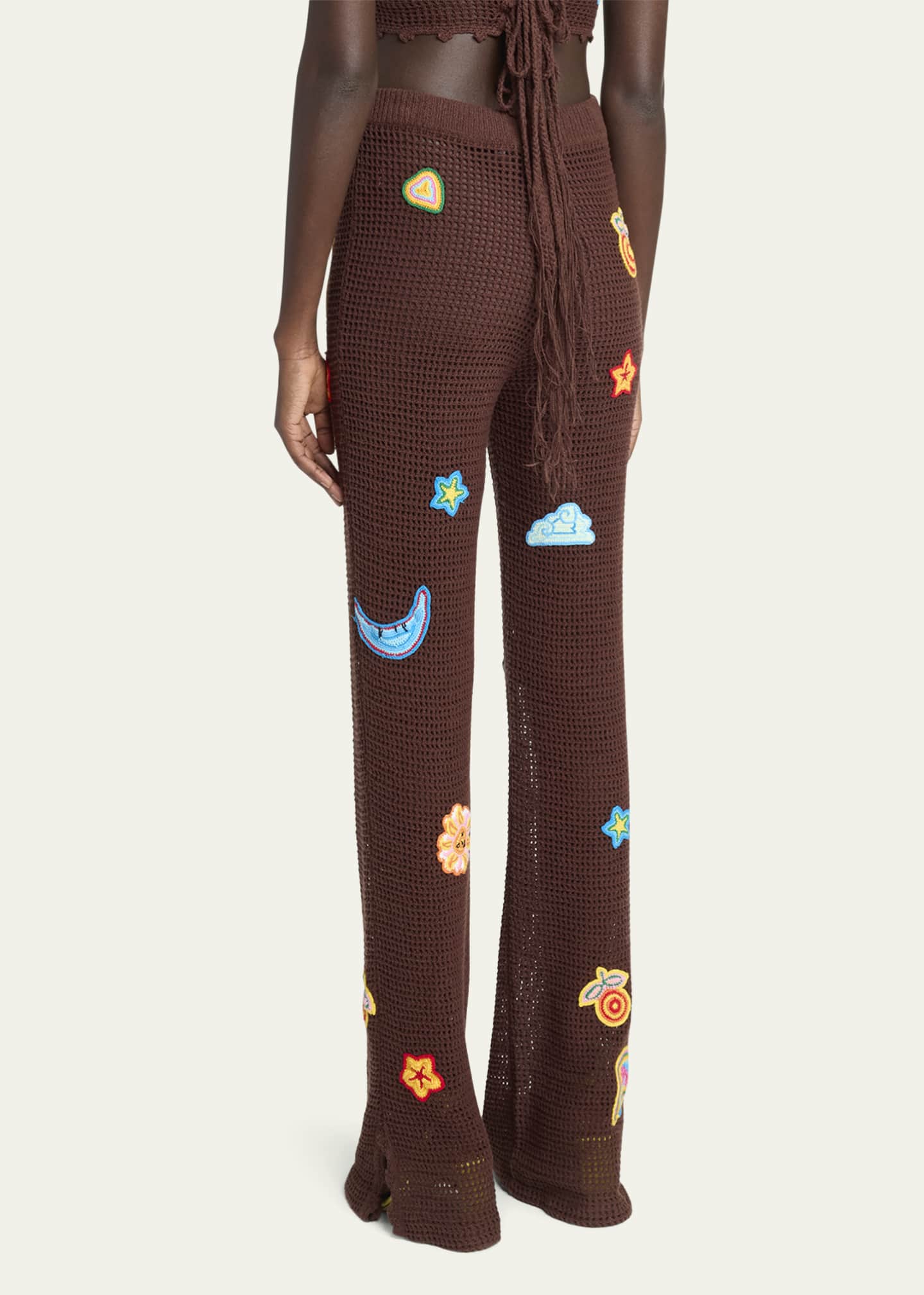 CASABLANCA Crochet Flared Trousers with Patches Image 3 of 5