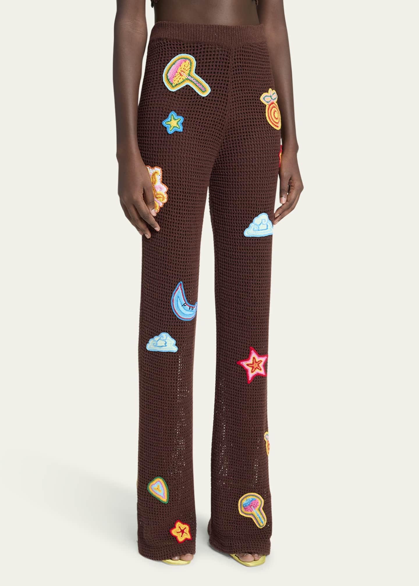 CASABLANCA Crochet Flared Trousers with Patches Image 4 of 5