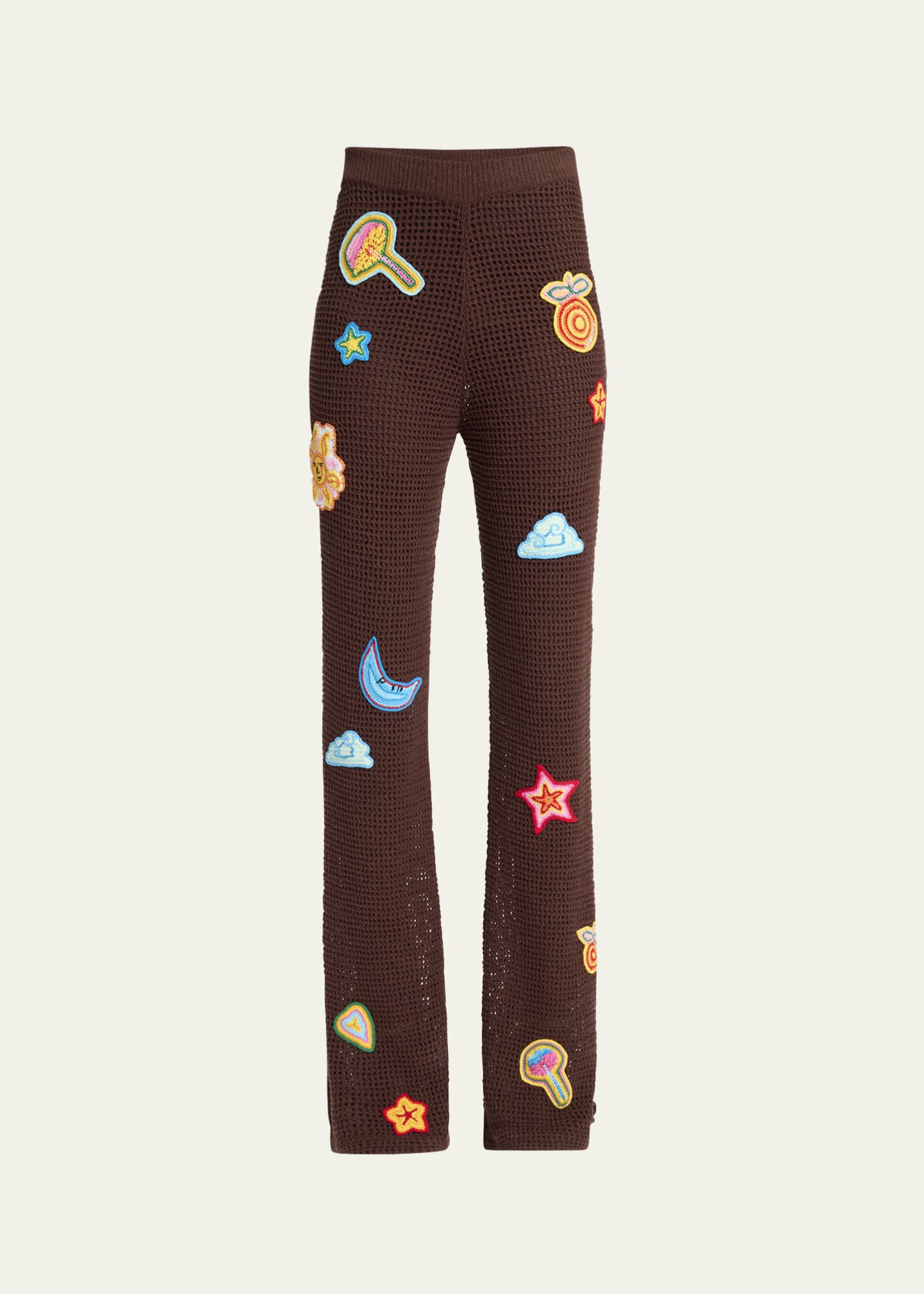 CASABLANCA Crochet Flared Trousers with Patches Image 1 of 5