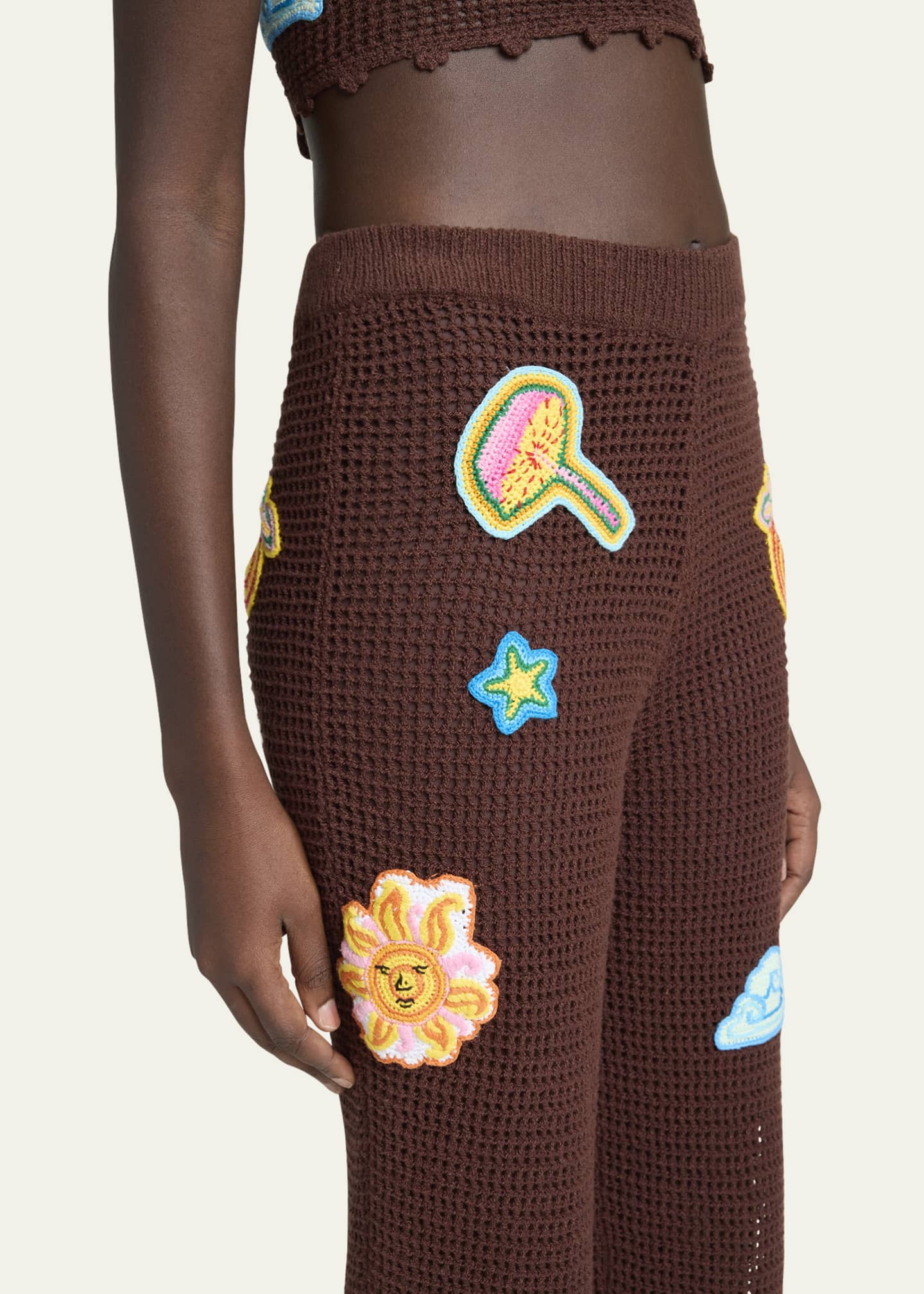 CASABLANCA Crochet Flared Trousers with Patches Image 5 of 5