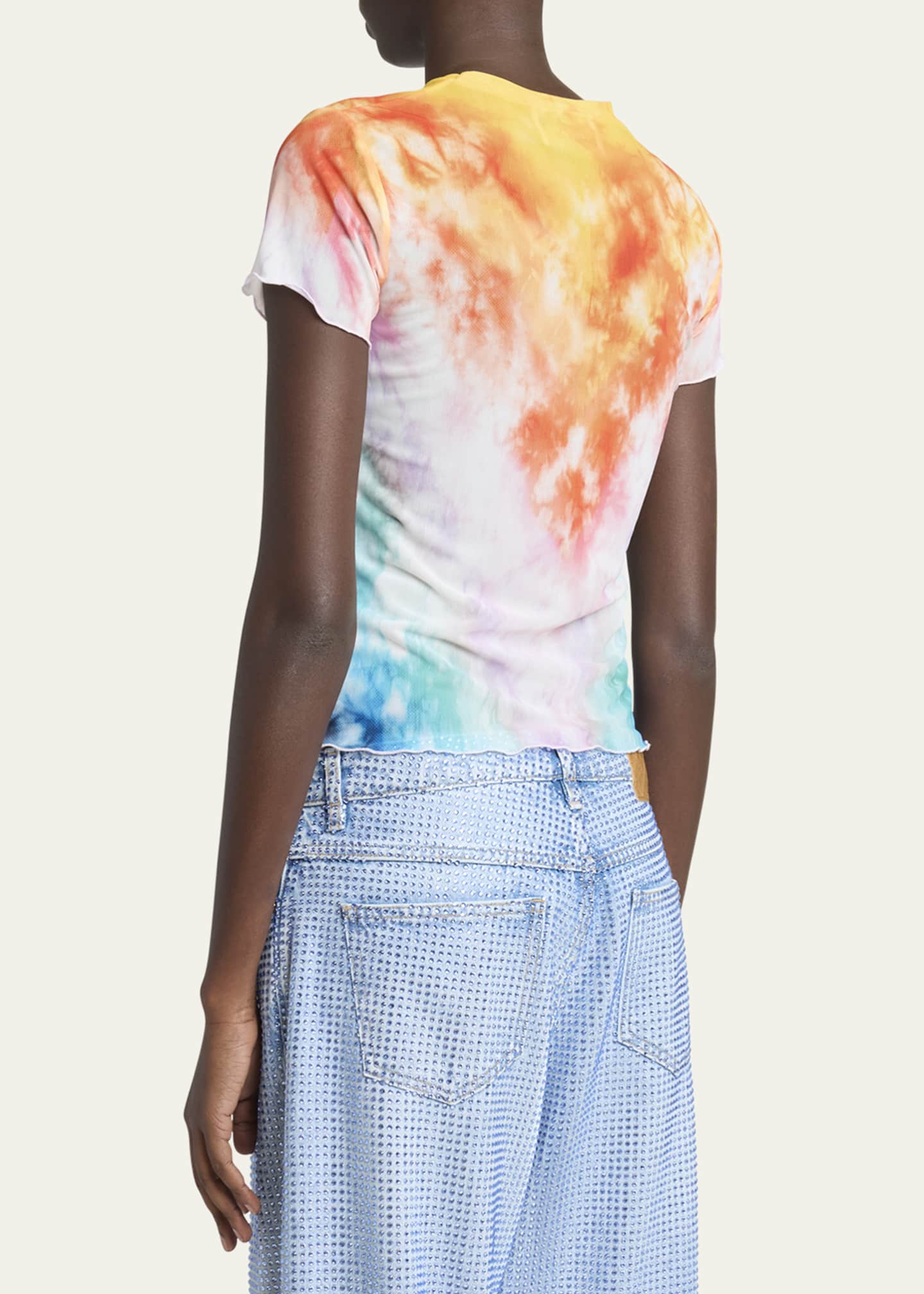 CASABLANCA Lettuce Hem Printed Mesh Tee Image 3 of 5