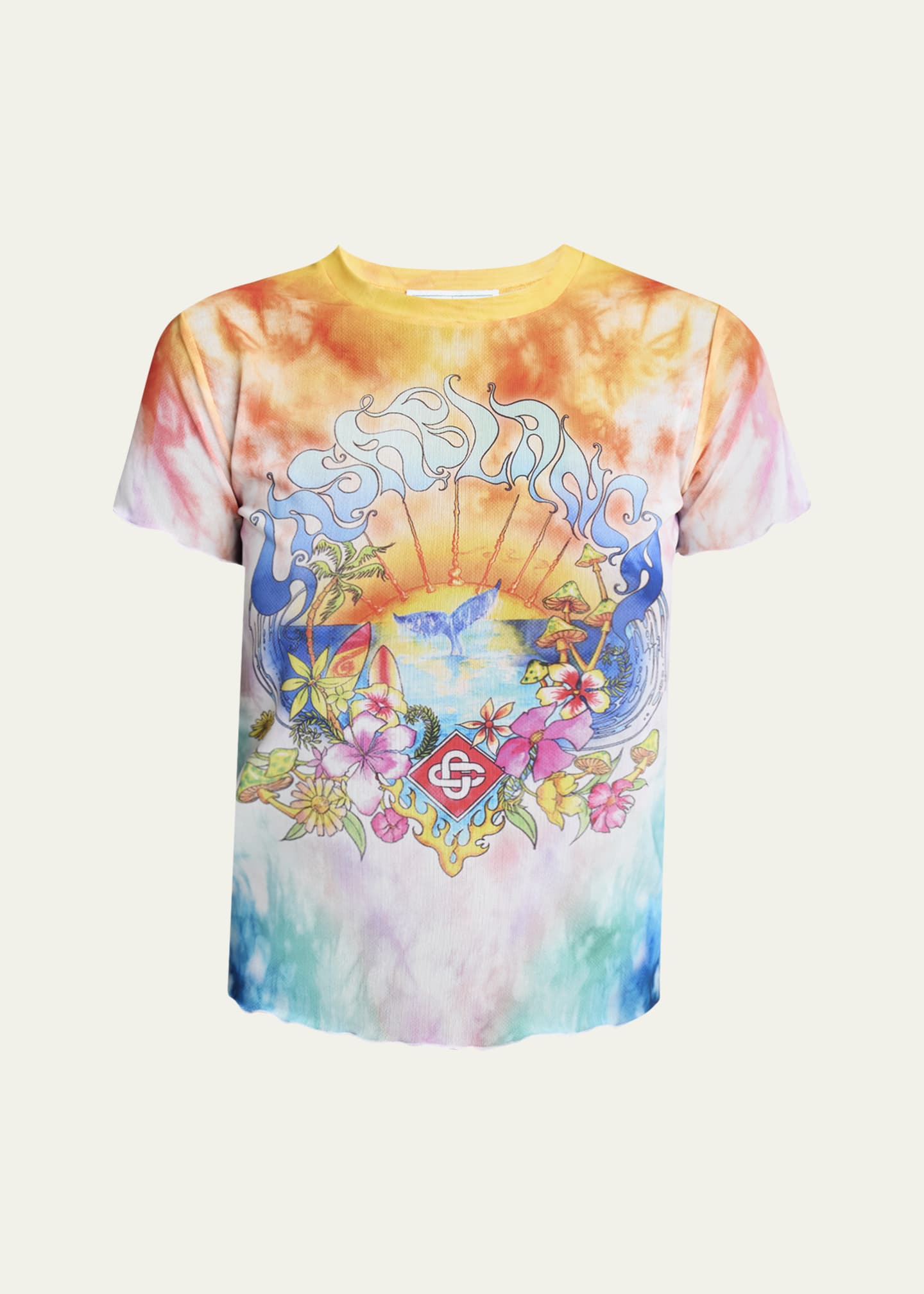 CASABLANCA Lettuce Hem Printed Mesh Tee Image 1 of 5