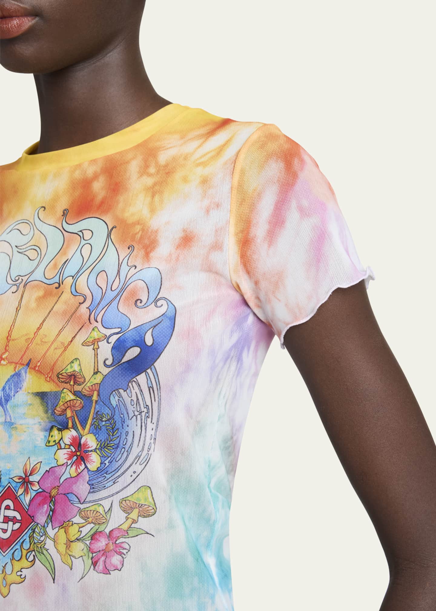 CASABLANCA Lettuce Hem Printed Mesh Tee Image 5 of 5