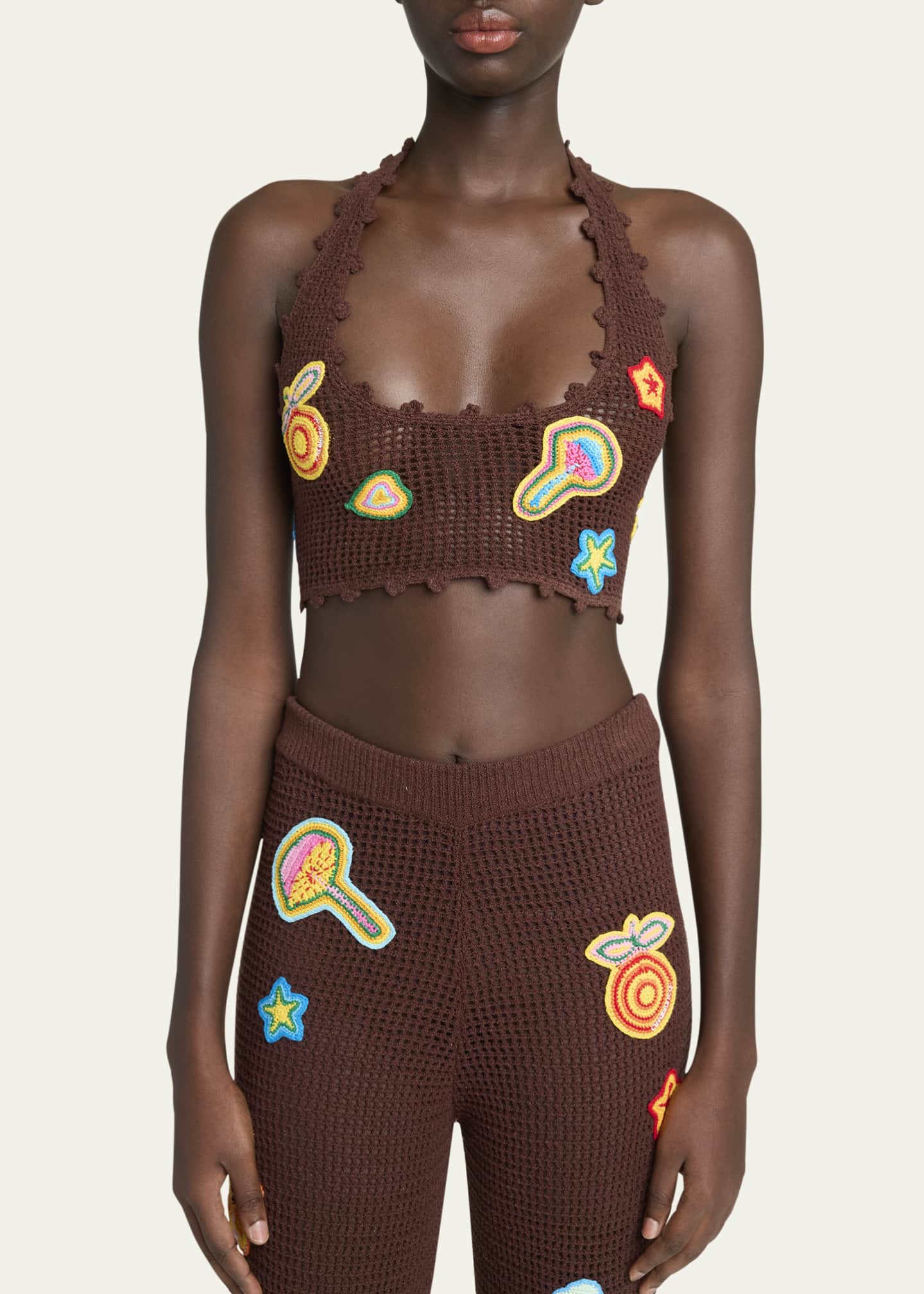 CASABLANCA Halter Crochet Bralette with Patches Image 4 of 5