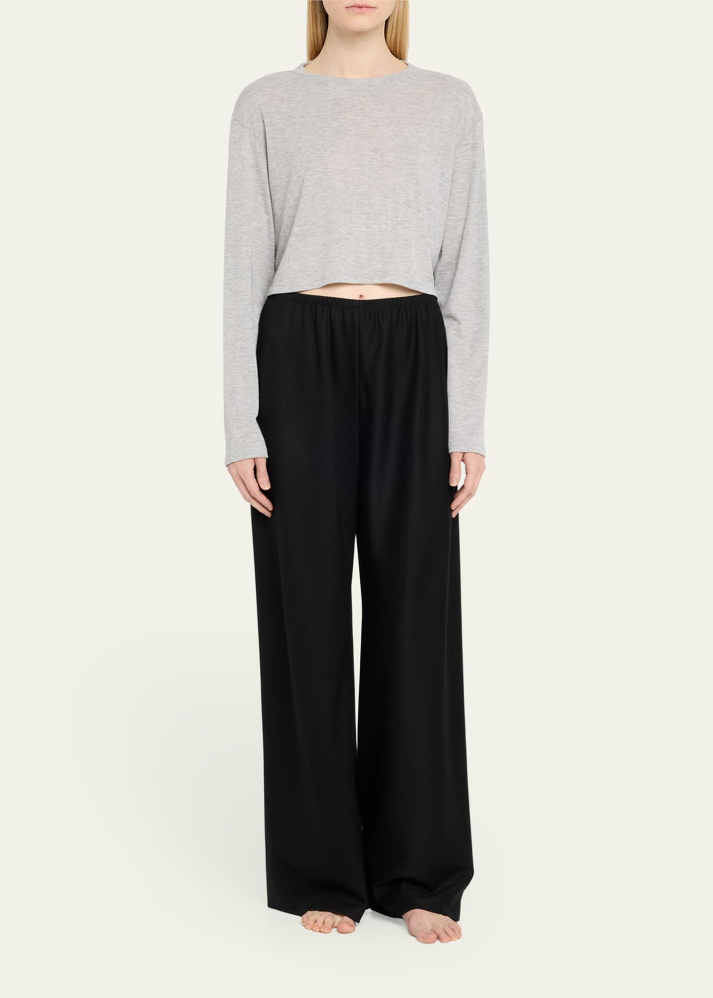 Andine Maeve Cropped Pointelle-Knit T-Shirt Image 2 of 5